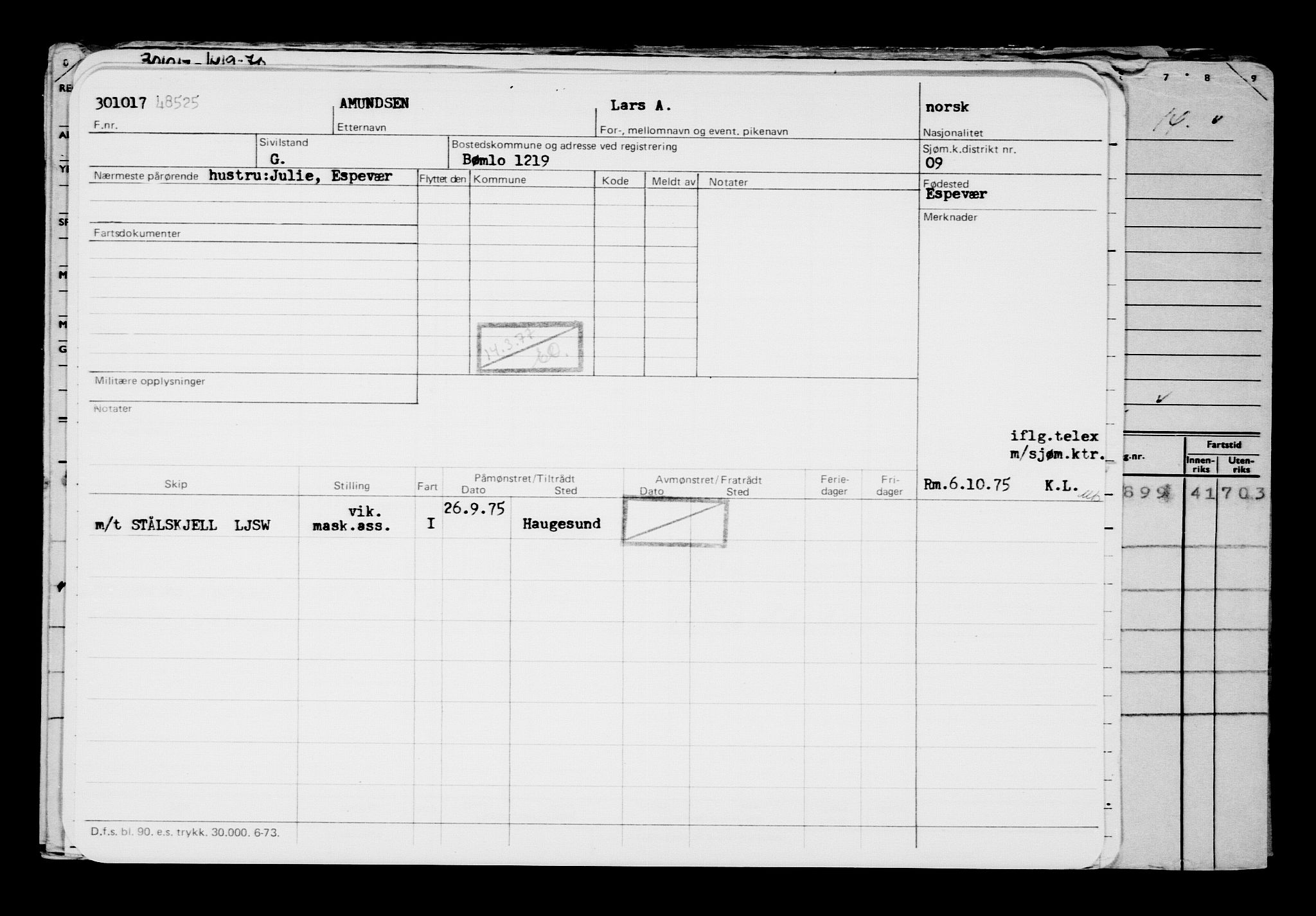 Direktoratet for sjømenn, AV/RA-S-3545/G/Gb/L0152: Hovedkort, 1917, s. 797