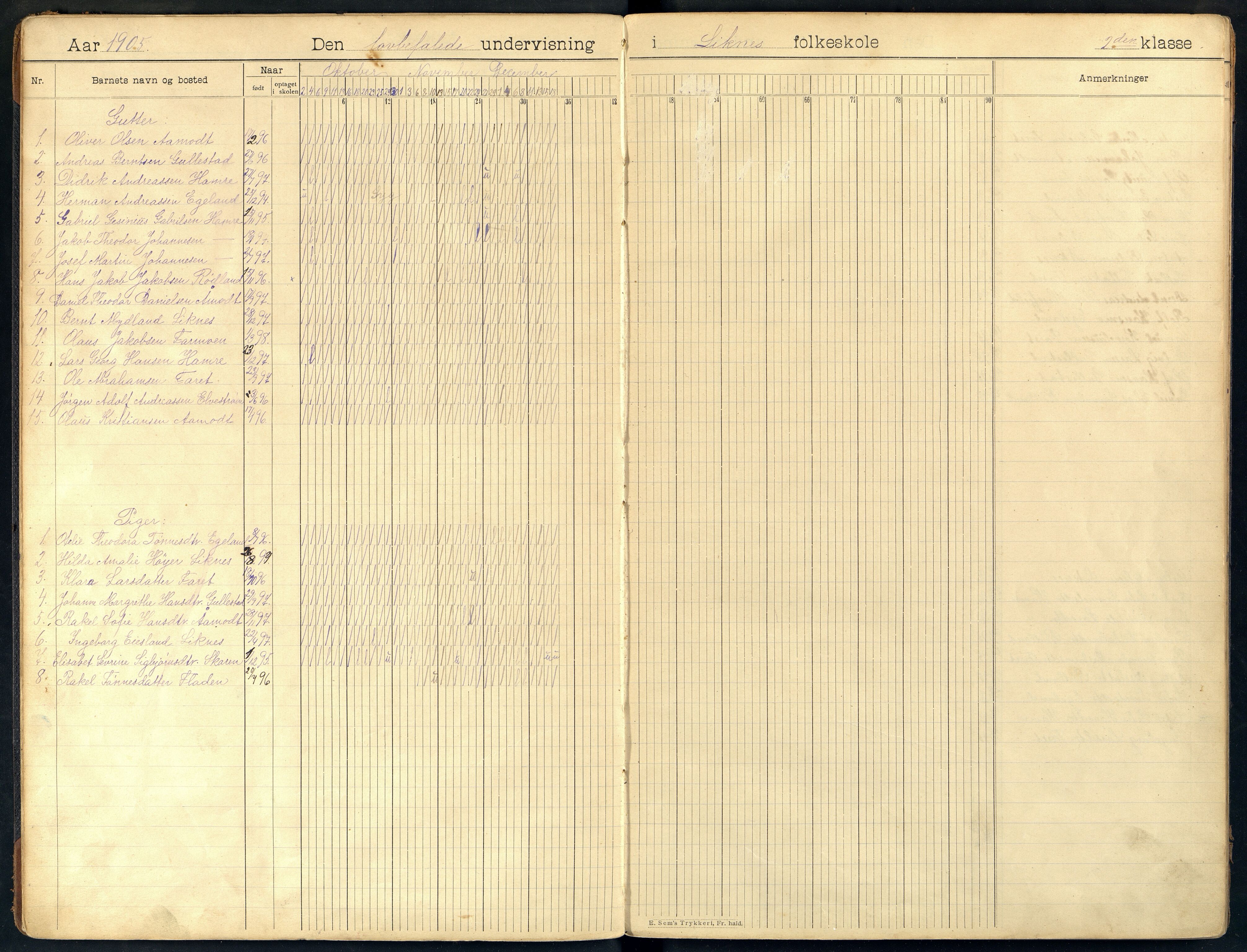 Kvinesdal kommune - Liknes Skole, ARKSOR/1037KG557/I/L0004: Dagbok, 1905-1923