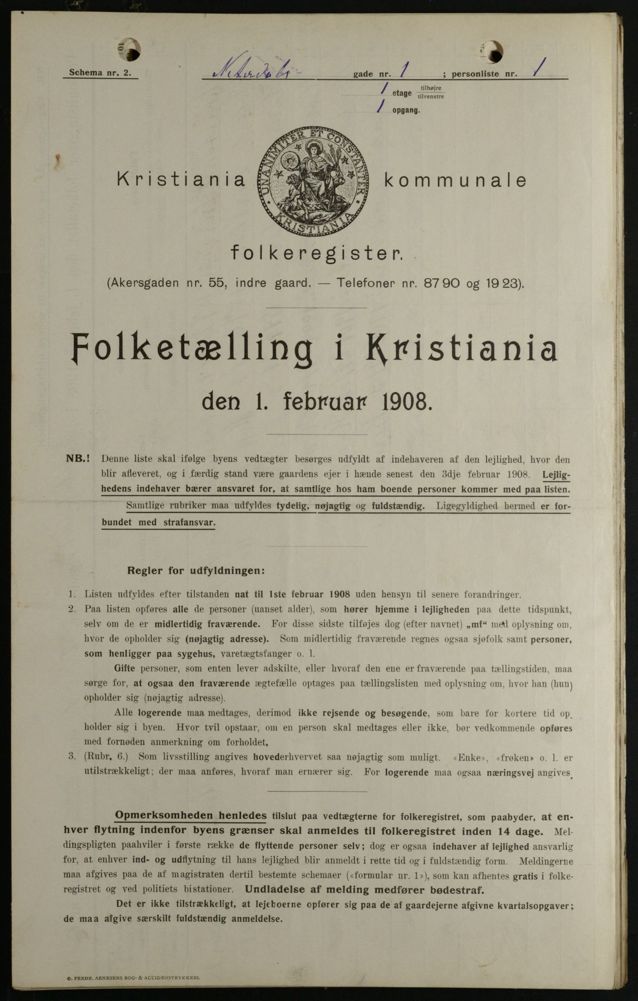 OBA, Kommunal folketelling 1.2.1908 for Kristiania kjøpstad, 1908, s. 63883