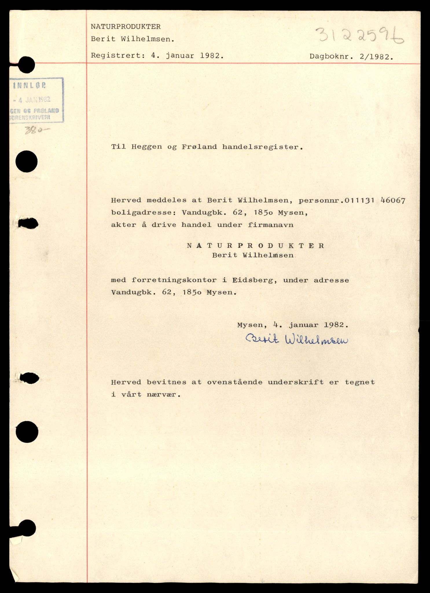 Heggen og Frøland tingrett, AV/SAT-A-10208/K/Ka/Kab/L0003: Enkeltmannsforetak og ANS, N – Å, 1944-1990