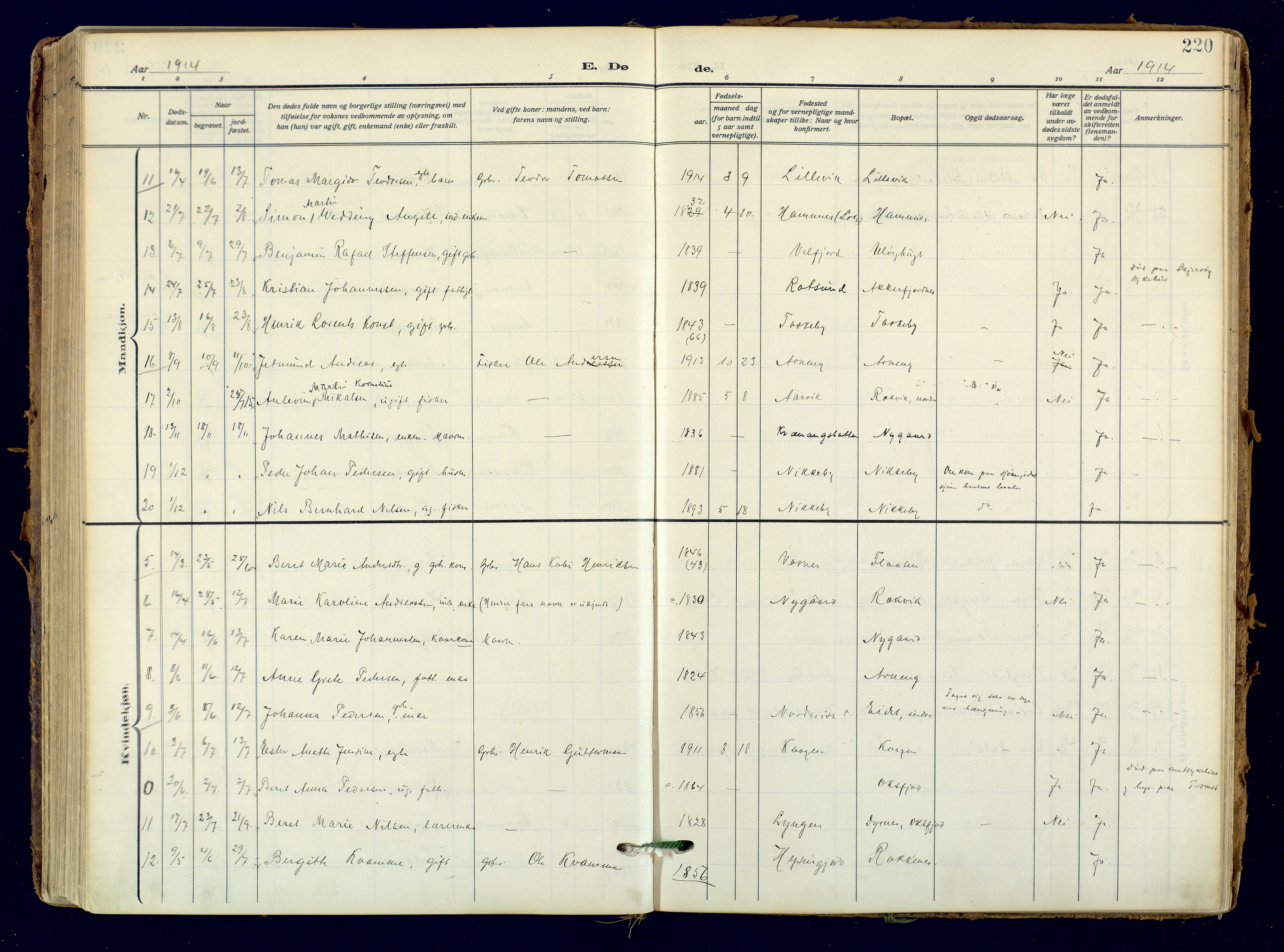 Skjervøy sokneprestkontor, AV/SATØ-S-1300/H/Ha/Haa: Ministerialbok nr. 18, 1910-1926, s. 220