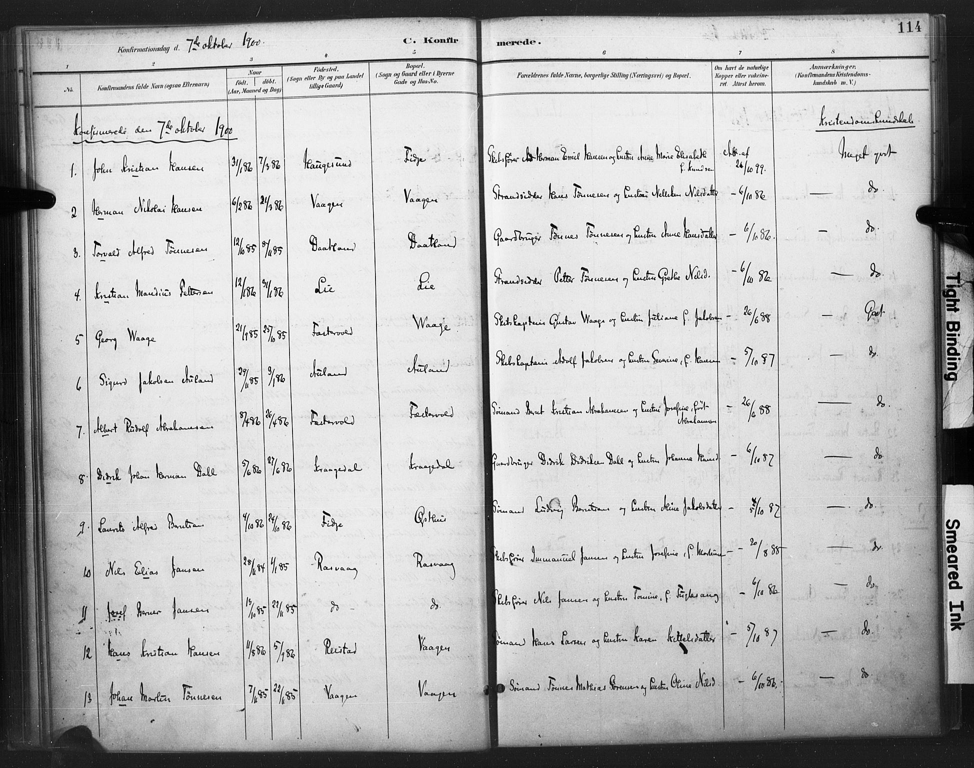 Flekkefjord sokneprestkontor, AV/SAK-1111-0012/F/Fa/Fab/L0006: Ministerialbok nr. A 6, 1886-1901, s. 114
