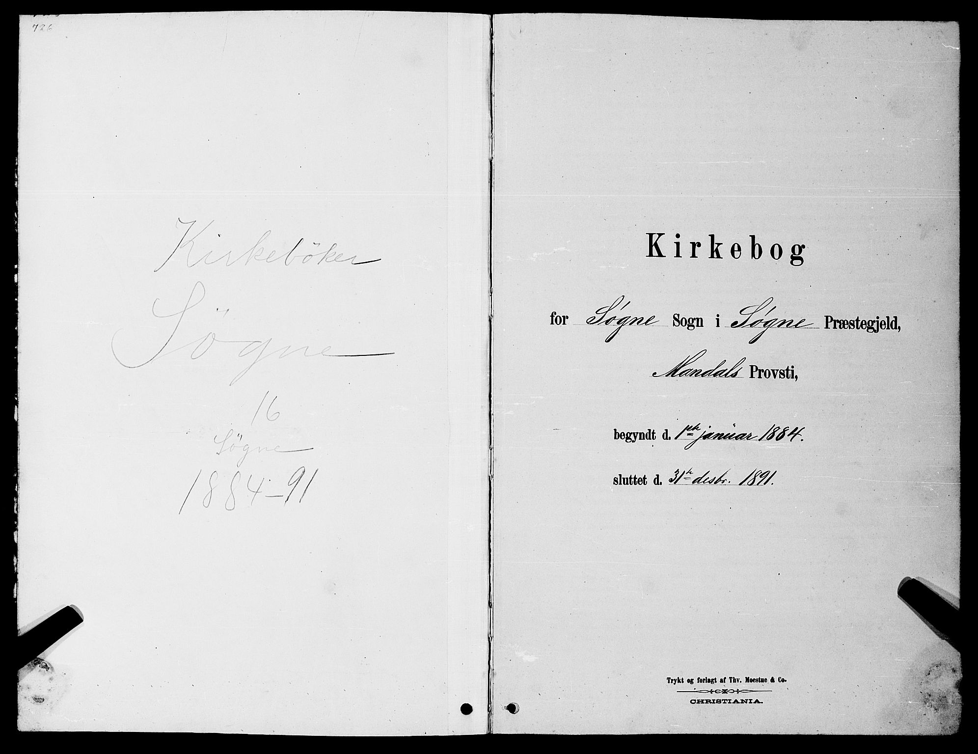 Søgne sokneprestkontor, SAK/1111-0037/F/Fb/Fbb/L0005: Klokkerbok nr. B 5, 1884-1891