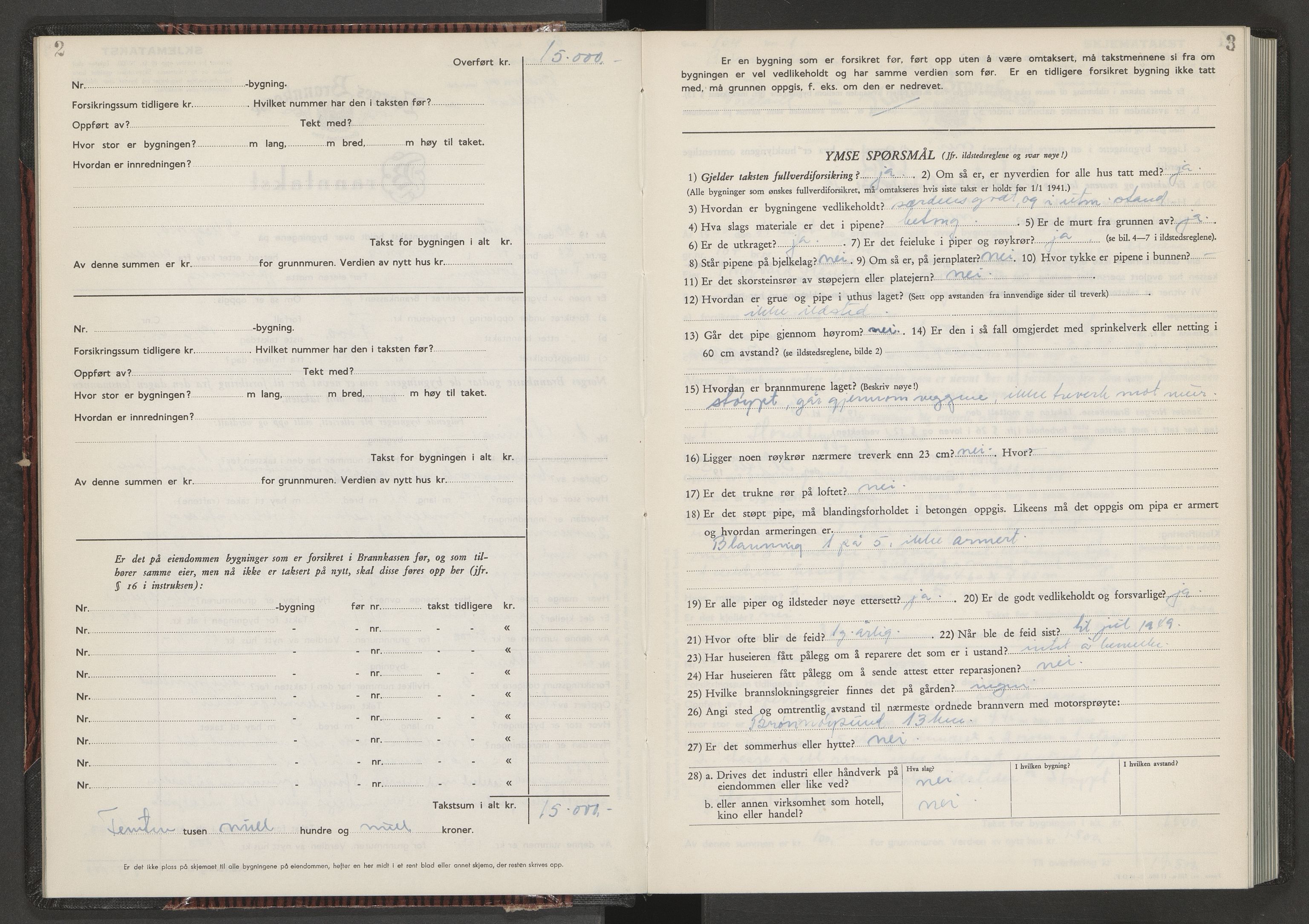 Norges Brannkasse Brønnøy, AV/SAT-A-5562/Fb/L0009: Branntakstprotokoll - skjema, 1950-1955