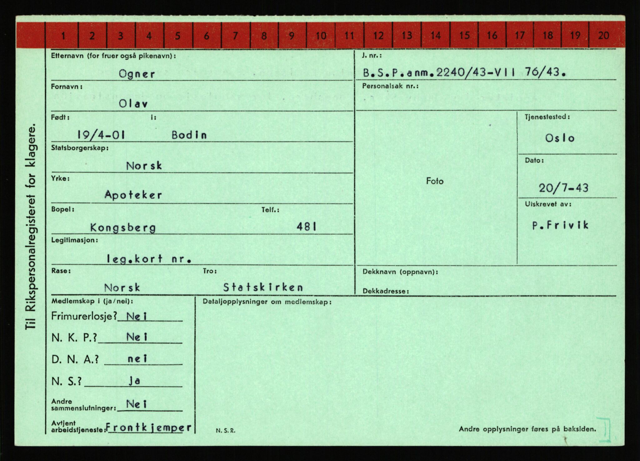 Statspolitiet - Hovedkontoret / Osloavdelingen, AV/RA-S-1329/C/Ca/L0012: Oanæs - Quistgaard	, 1943-1945, s. 138