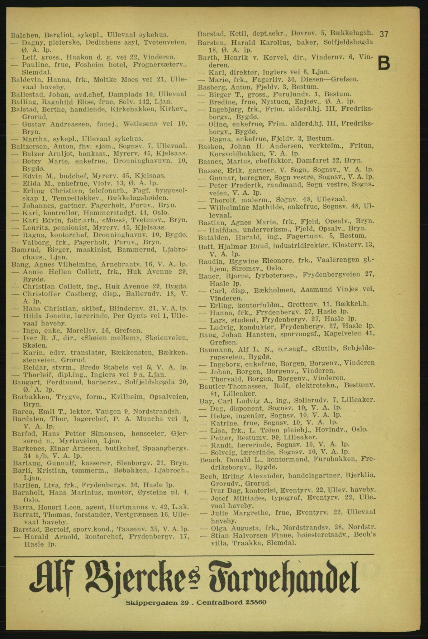 Aker adressebok/adressekalender, PUBL/001/A/004: Aker adressebok, 1929, s. 37