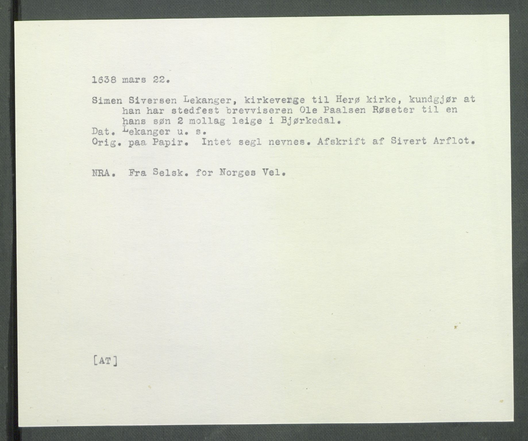 Riksarkivets diplomsamling, AV/RA-EA-5965/F02/L0151: Dokumenter, 1638, s. 12
