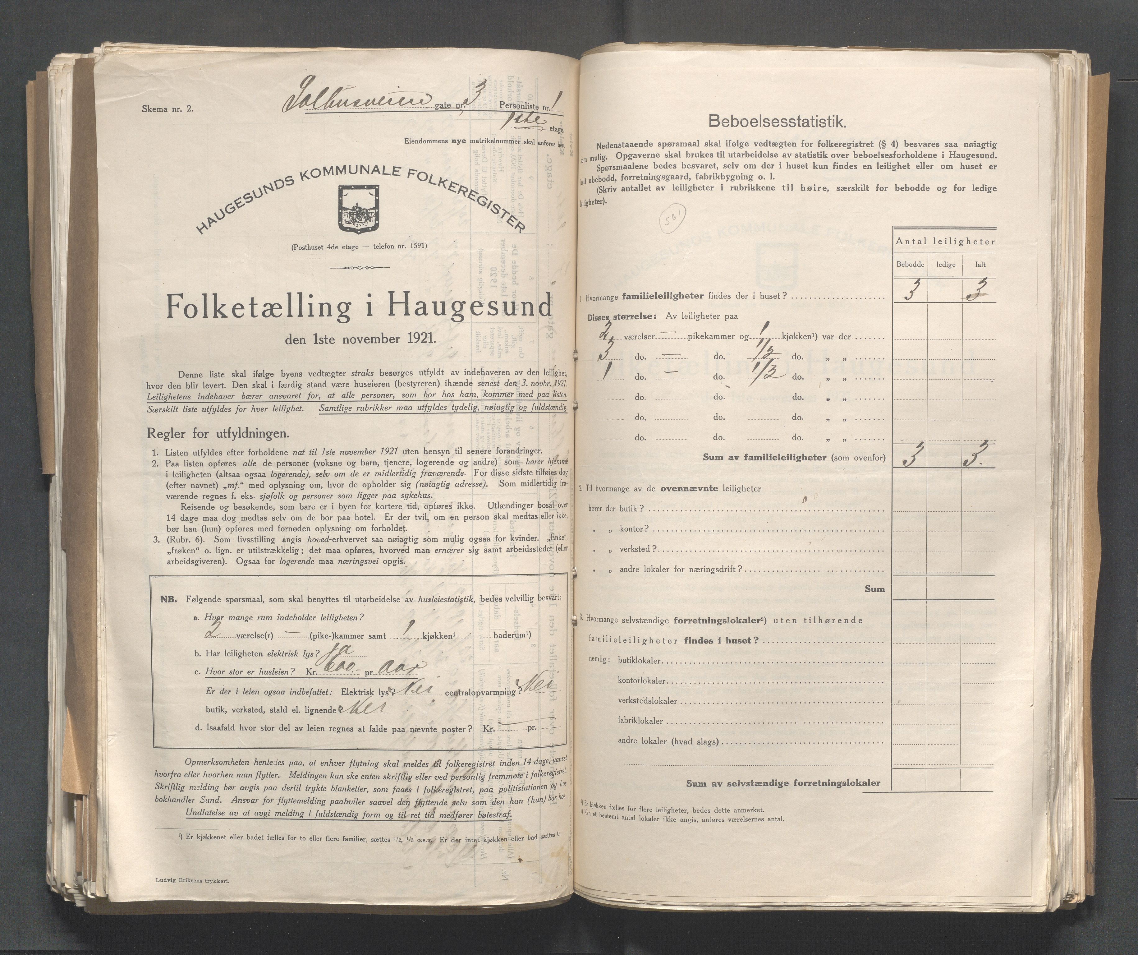 IKAR, Kommunal folketelling 1.11.1921 for Haugesund, 1921, s. 3453