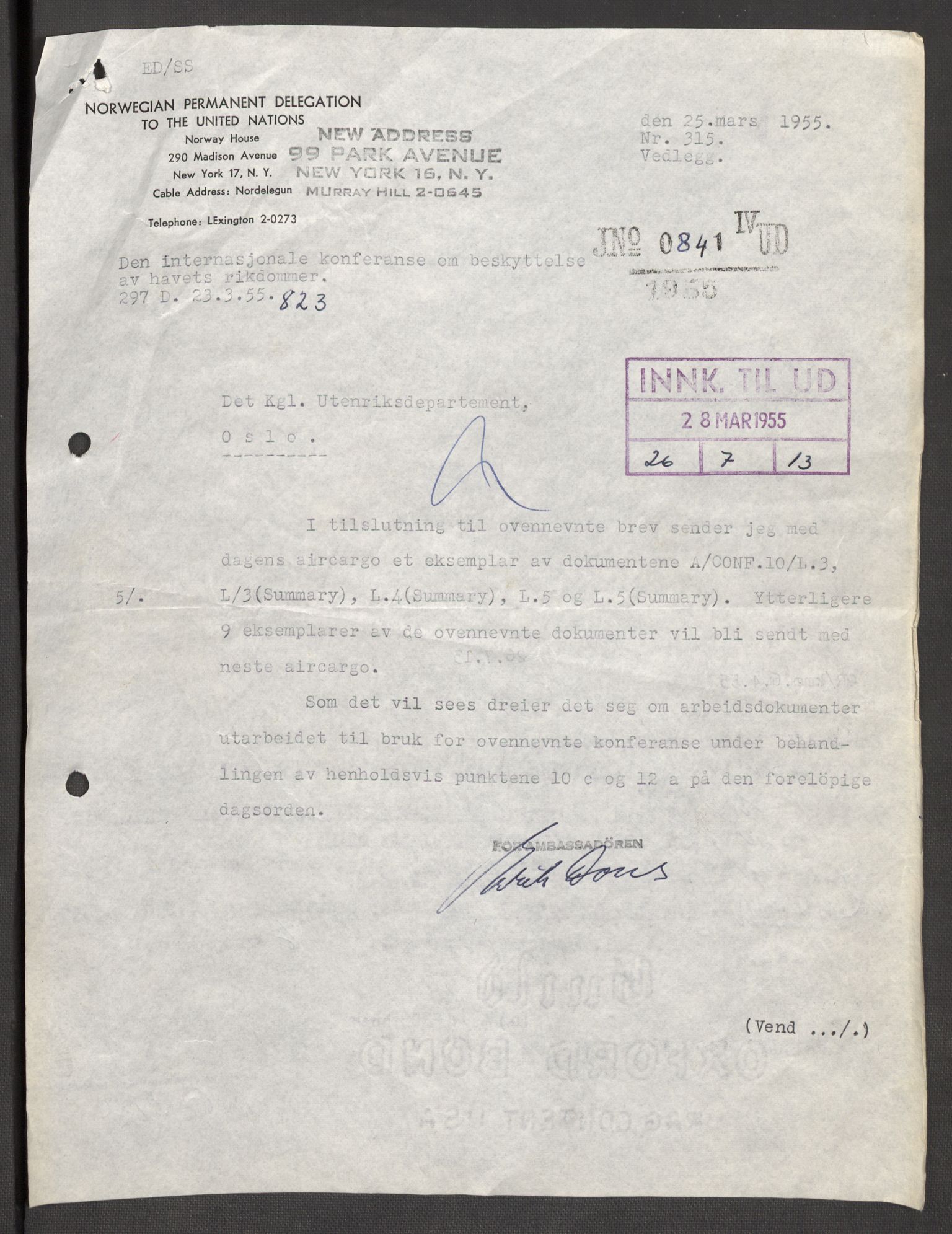 Utenriksdepartementet, AV/RA-S-2259, 1954-1958, s. 5