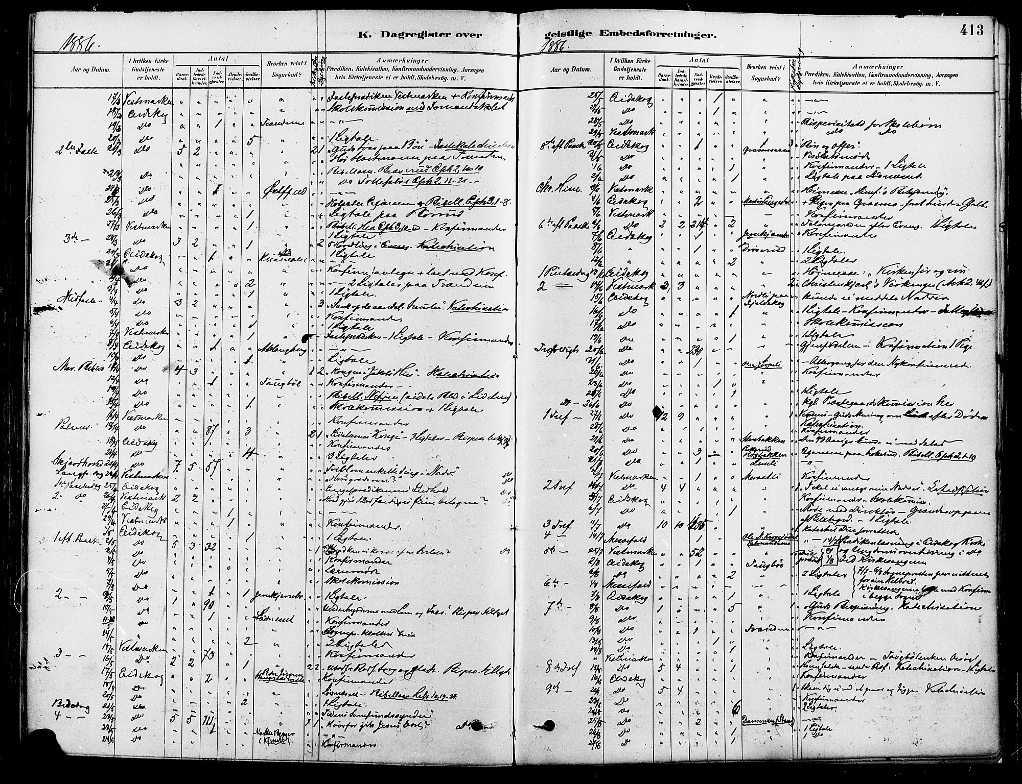 Eidskog prestekontor, AV/SAH-PREST-026/H/Ha/Haa/L0003: Ministerialbok nr. 3, 1879-1892, s. 413