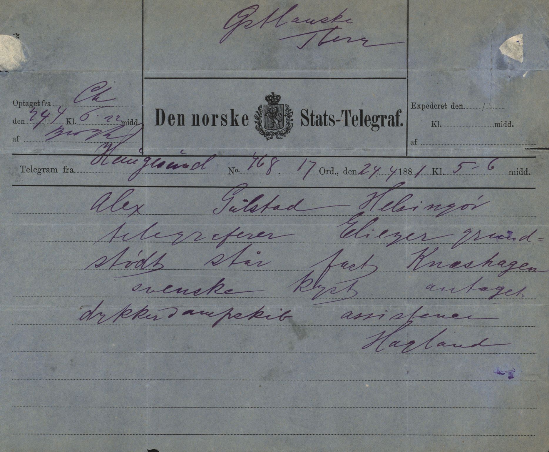 Pa 63 - Østlandske skibsassuranceforening, VEMU/A-1079/G/Ga/L0014/0001: Havaridokumenter / Mette, Margrethe, Eliezer, Dagny, 1881, s. 33