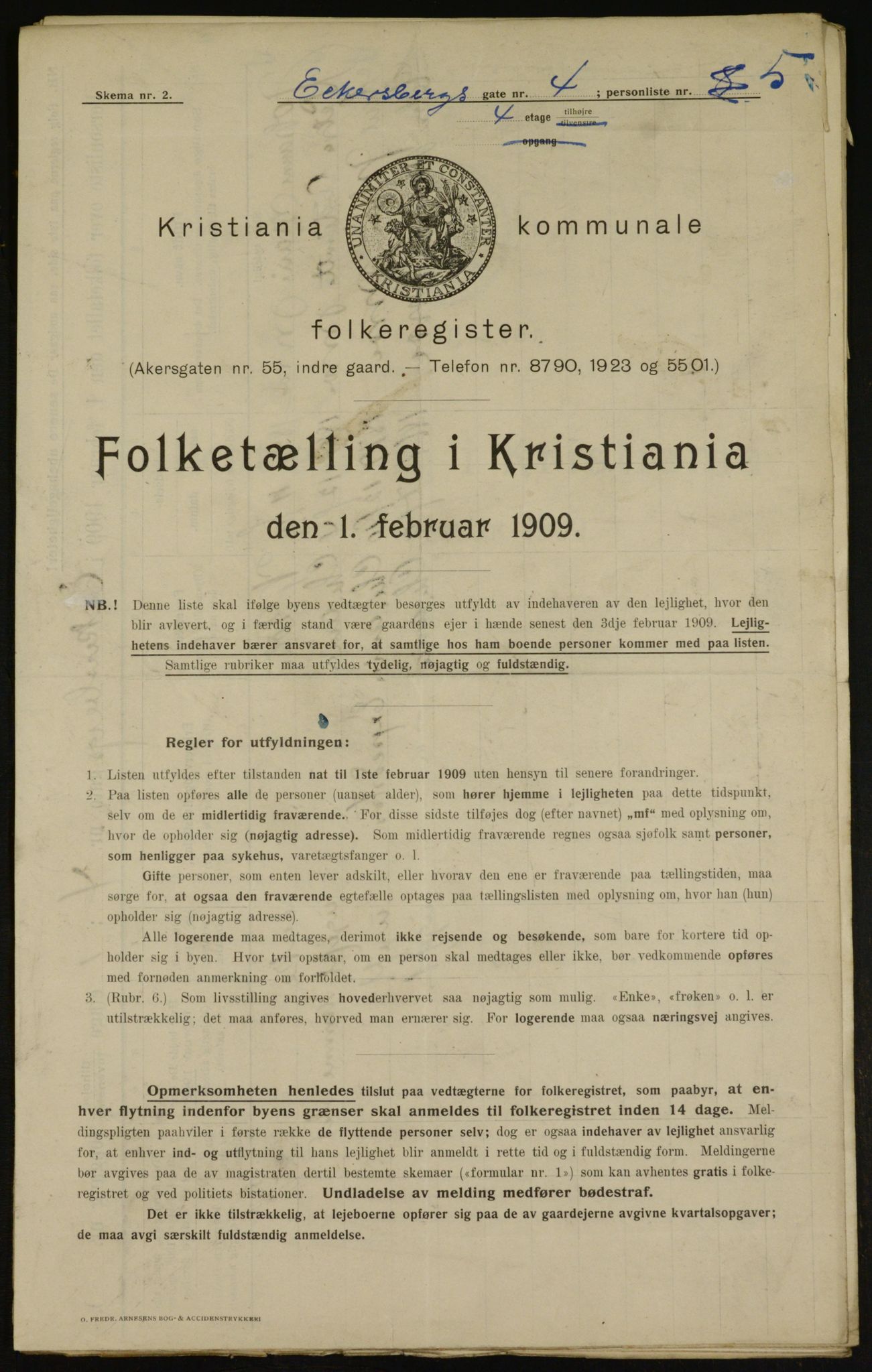 OBA, Kommunal folketelling 1.2.1909 for Kristiania kjøpstad, 1909, s. 16612