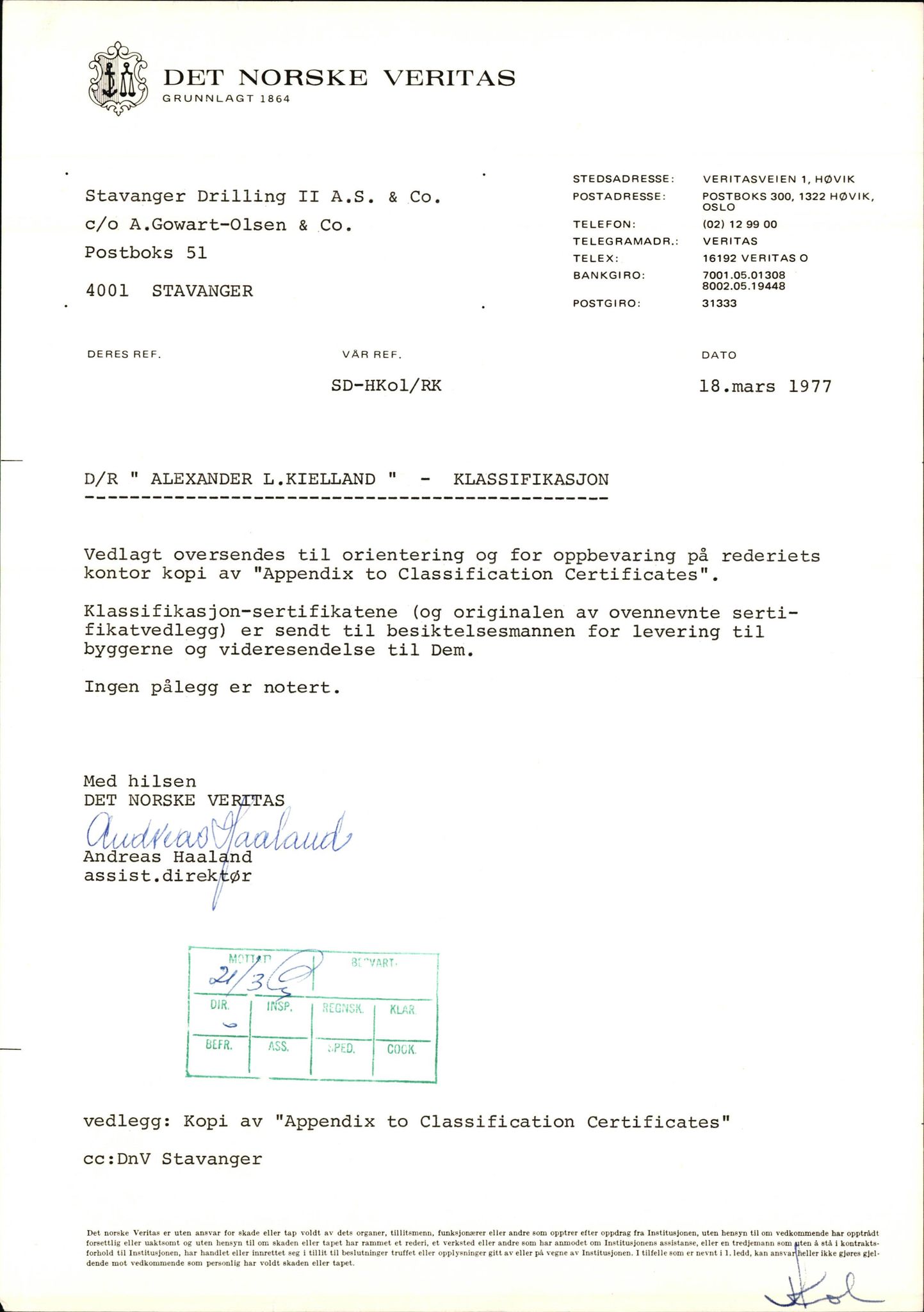 Pa 1503 - Stavanger Drilling AS, SAST/A-101906/2/E/Eb/Eba/L0002: Sak og korrespondanse, 1974-1980
