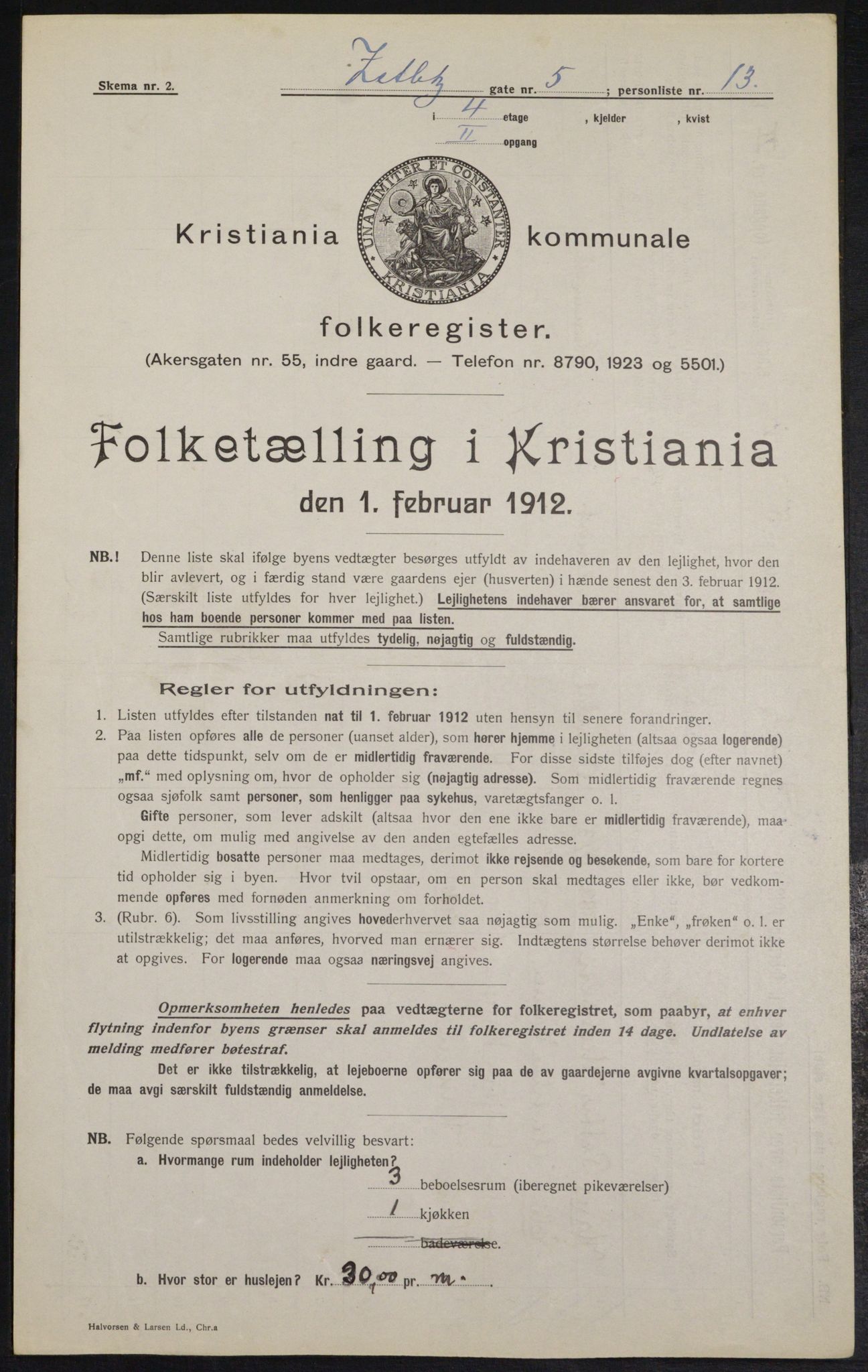 OBA, Kommunal folketelling 1.2.1912 for Kristiania, 1912, s. 128677