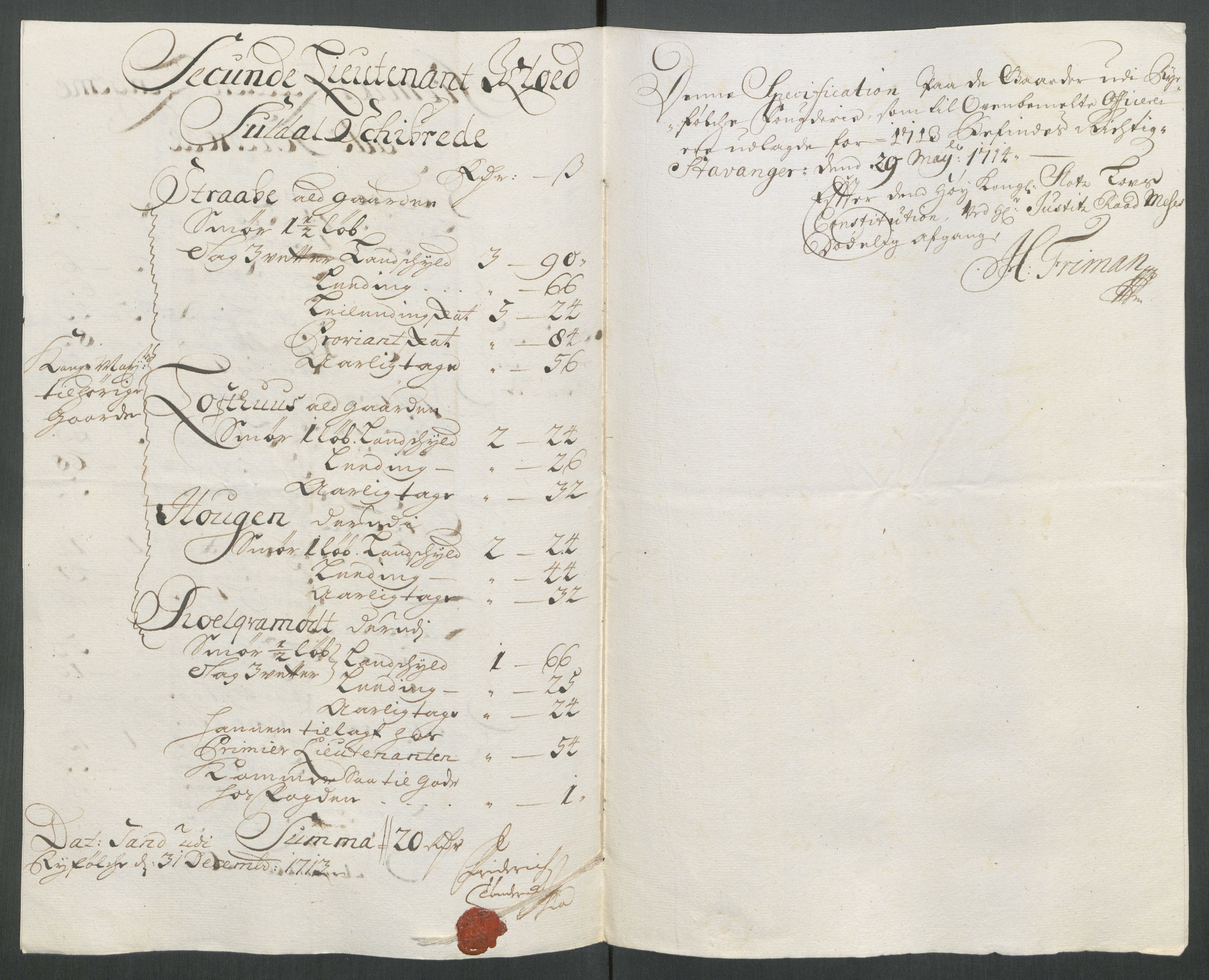 Rentekammeret inntil 1814, Reviderte regnskaper, Fogderegnskap, AV/RA-EA-4092/R47/L2866: Fogderegnskap Ryfylke, 1713, s. 293