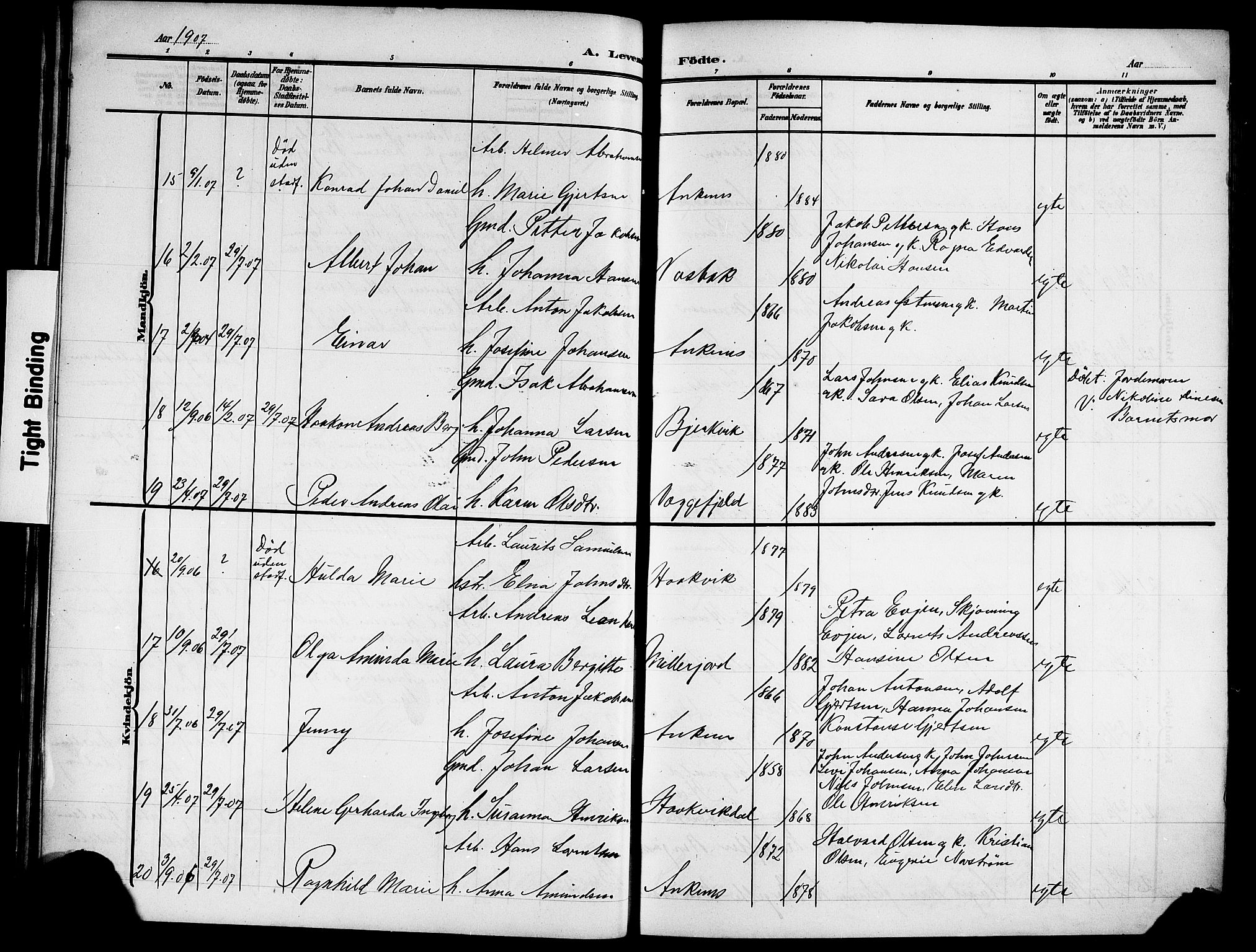 Ministerialprotokoller, klokkerbøker og fødselsregistre - Nordland, AV/SAT-A-1459/866/L0954: Klokkerbok nr. 866C03, 1905-1923