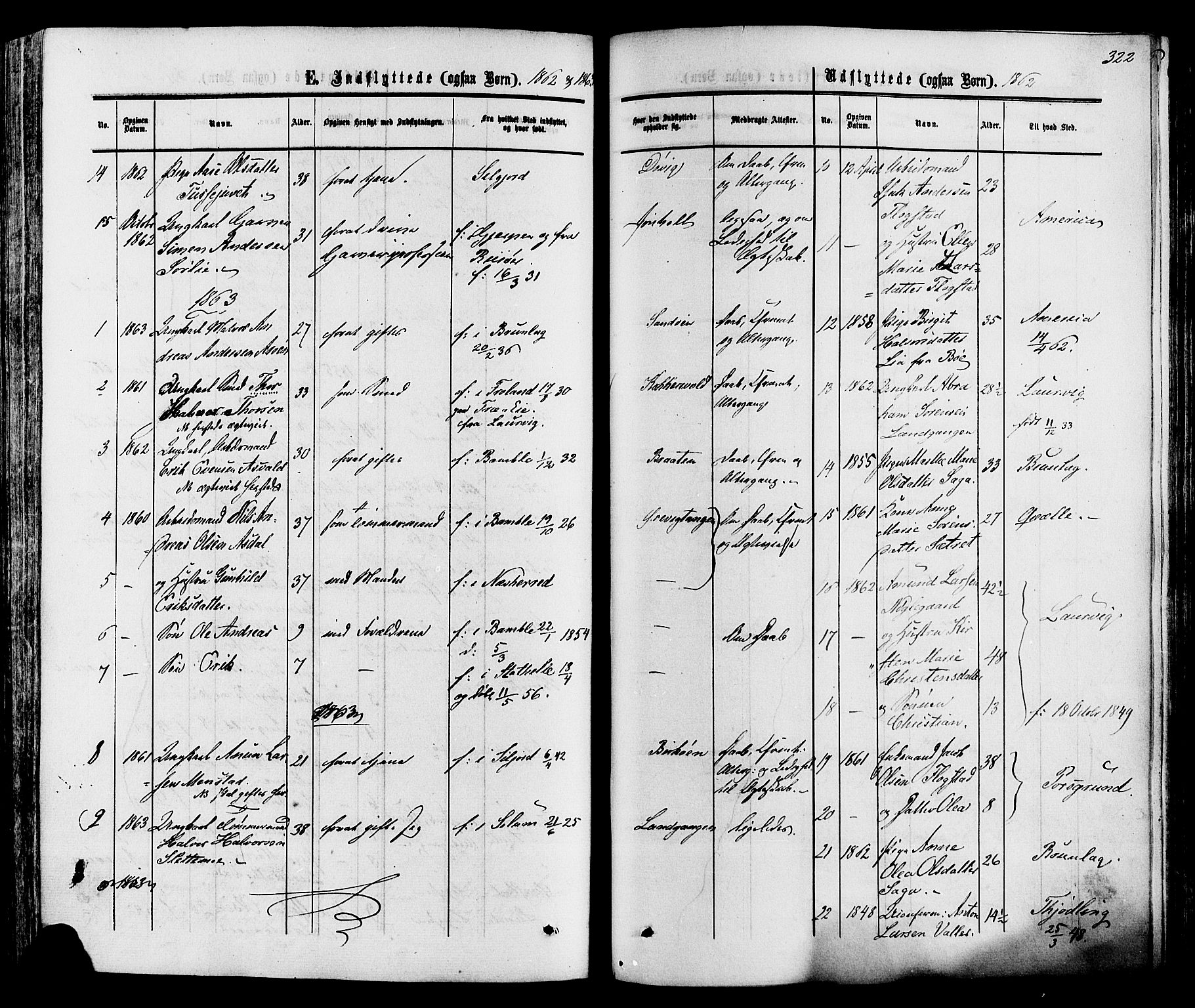 Eidanger kirkebøker, AV/SAKO-A-261/F/Fa/L0010: Ministerialbok nr. 10, 1859-1874, s. 322