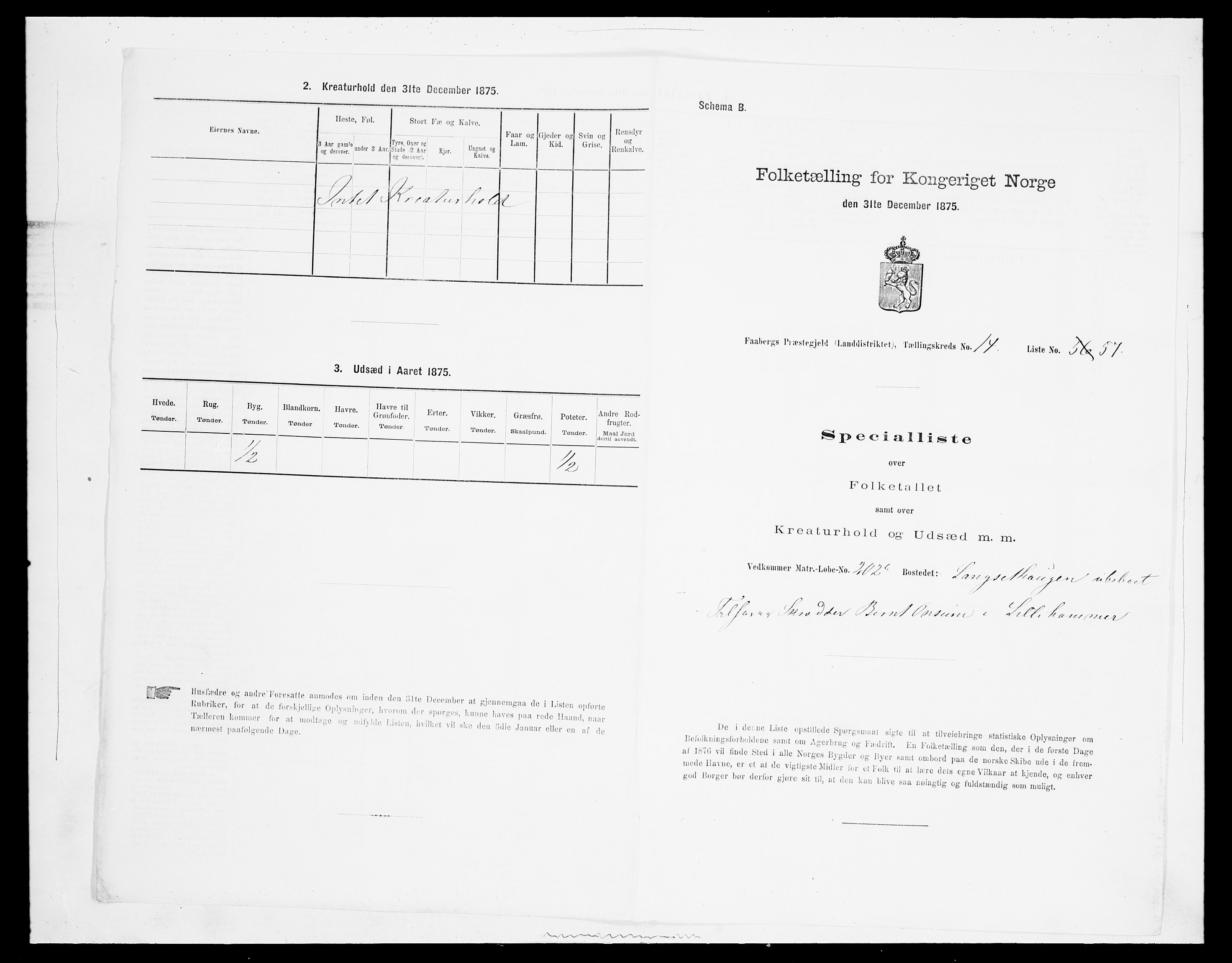 SAH, Folketelling 1875 for 0524L Fåberg prestegjeld, Fåberg sokn og Lillehammer landsokn, 1875, s. 1828
