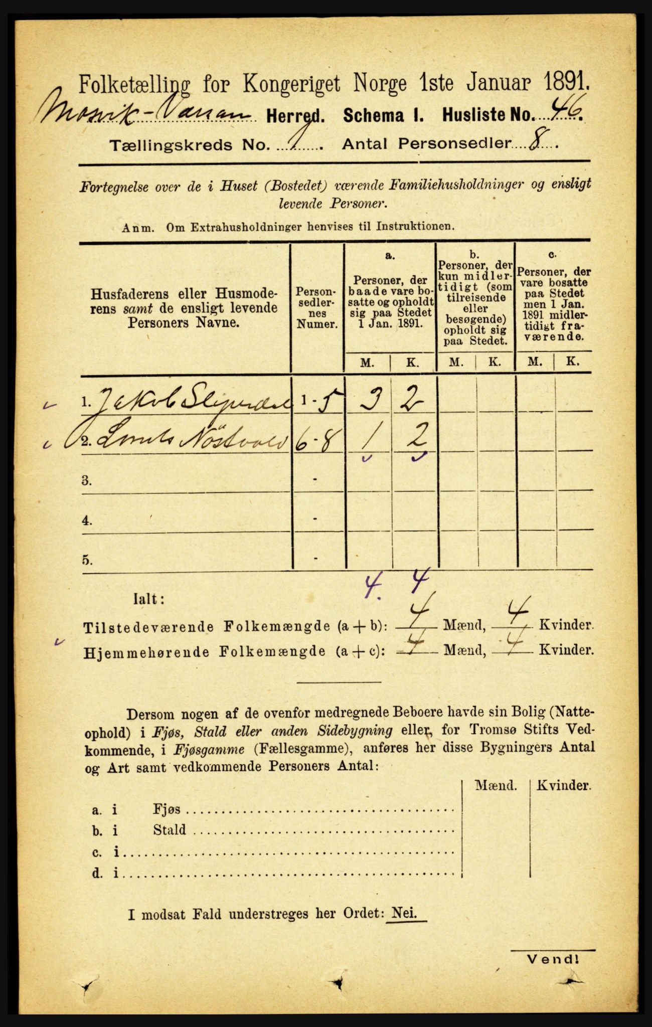 RA, Folketelling 1891 for 1723 Mosvik og Verran herred, 1891, s. 69