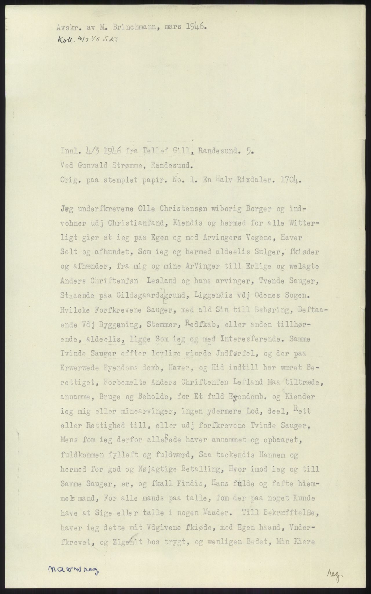 Samlinger til kildeutgivelse, Diplomavskriftsamlingen, AV/RA-EA-4053/H/Ha, s. 1274