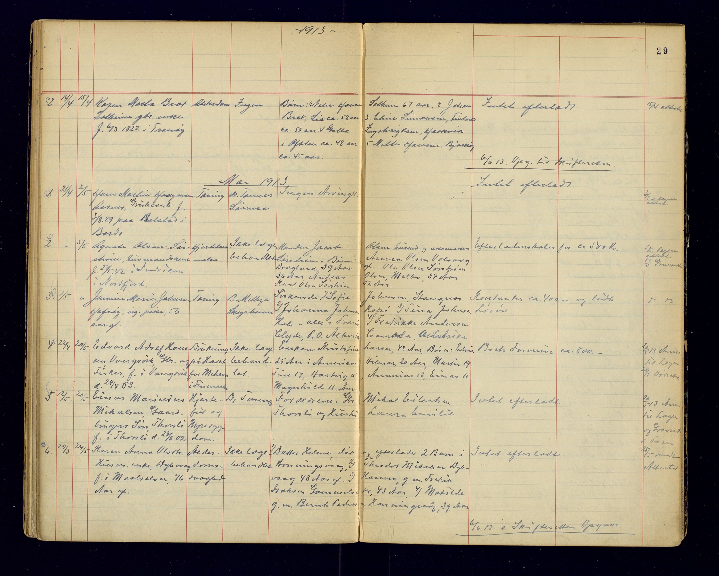 Tranøy lensmannskontor (Sørreisa lensmannskontor), AV/SATØ-SATØ-46/1/F/Fi/Fia/L0147: Dødsfallsprotokoller, 1909-1919, s. 29