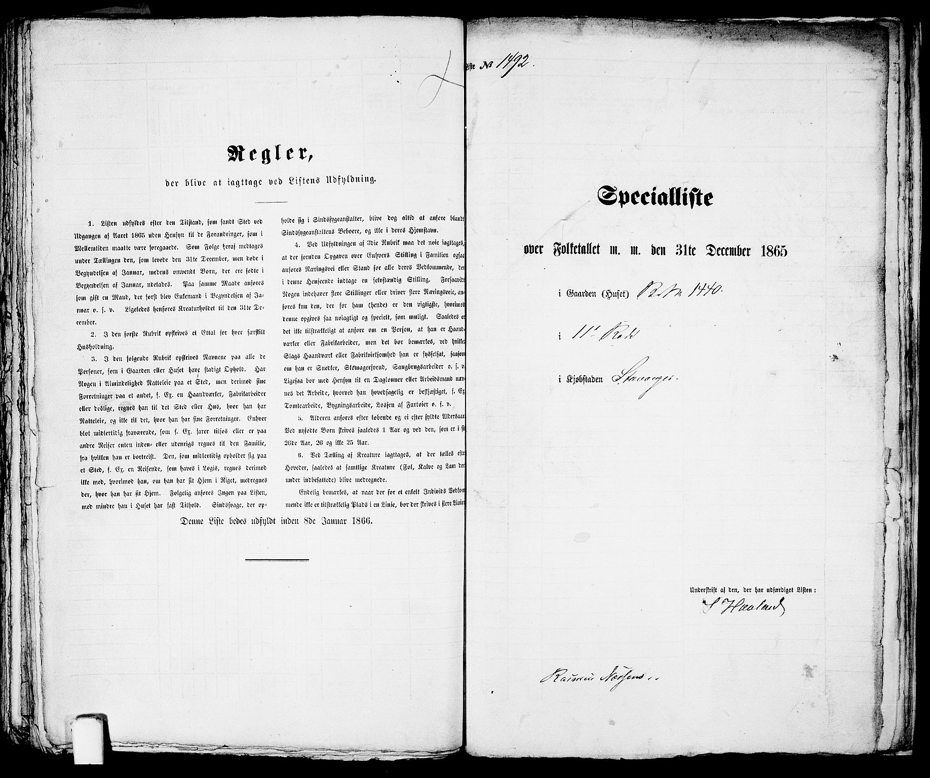 RA, Folketelling 1865 for 1103 Stavanger kjøpstad, 1865, s. 3020