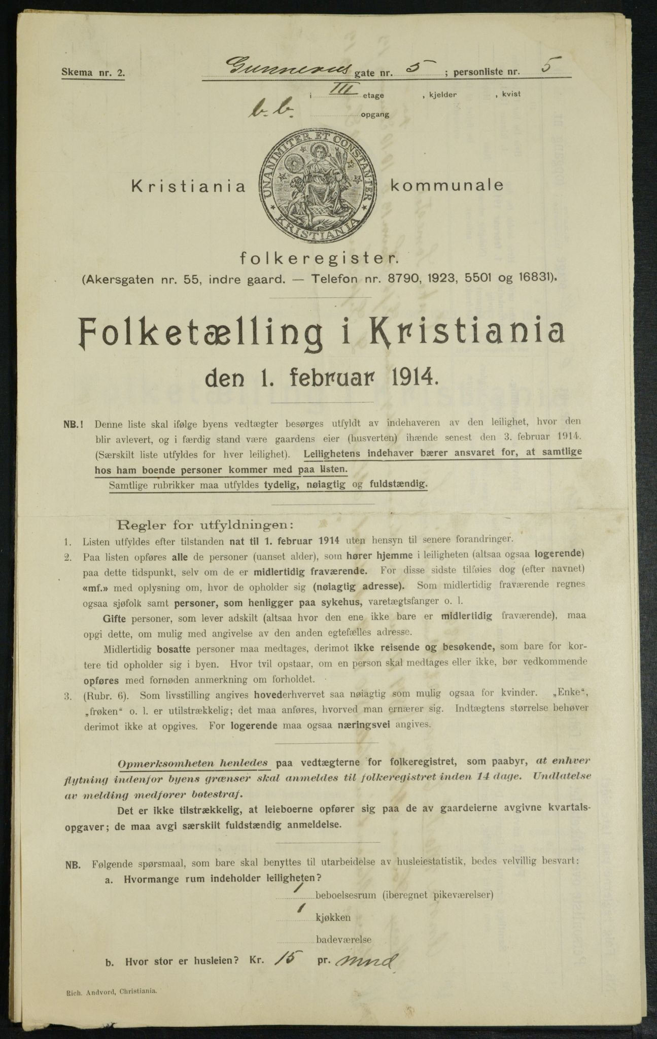 OBA, Kommunal folketelling 1.2.1914 for Kristiania, 1914, s. 5219