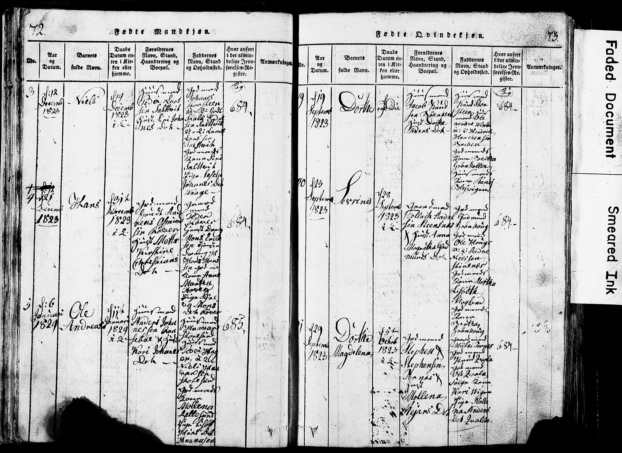 Torvastad sokneprestkontor, AV/SAST-A -101857/H/Ha/Hab/L0002: Klokkerbok nr. B 2, 1817-1834, s. 72-73