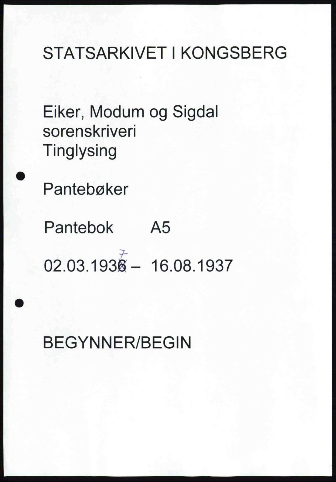 Eiker, Modum og Sigdal sorenskriveri, SAKO/A-123/G/Ga/Gab/L0035: Pantebok nr. A5, 1937-1937