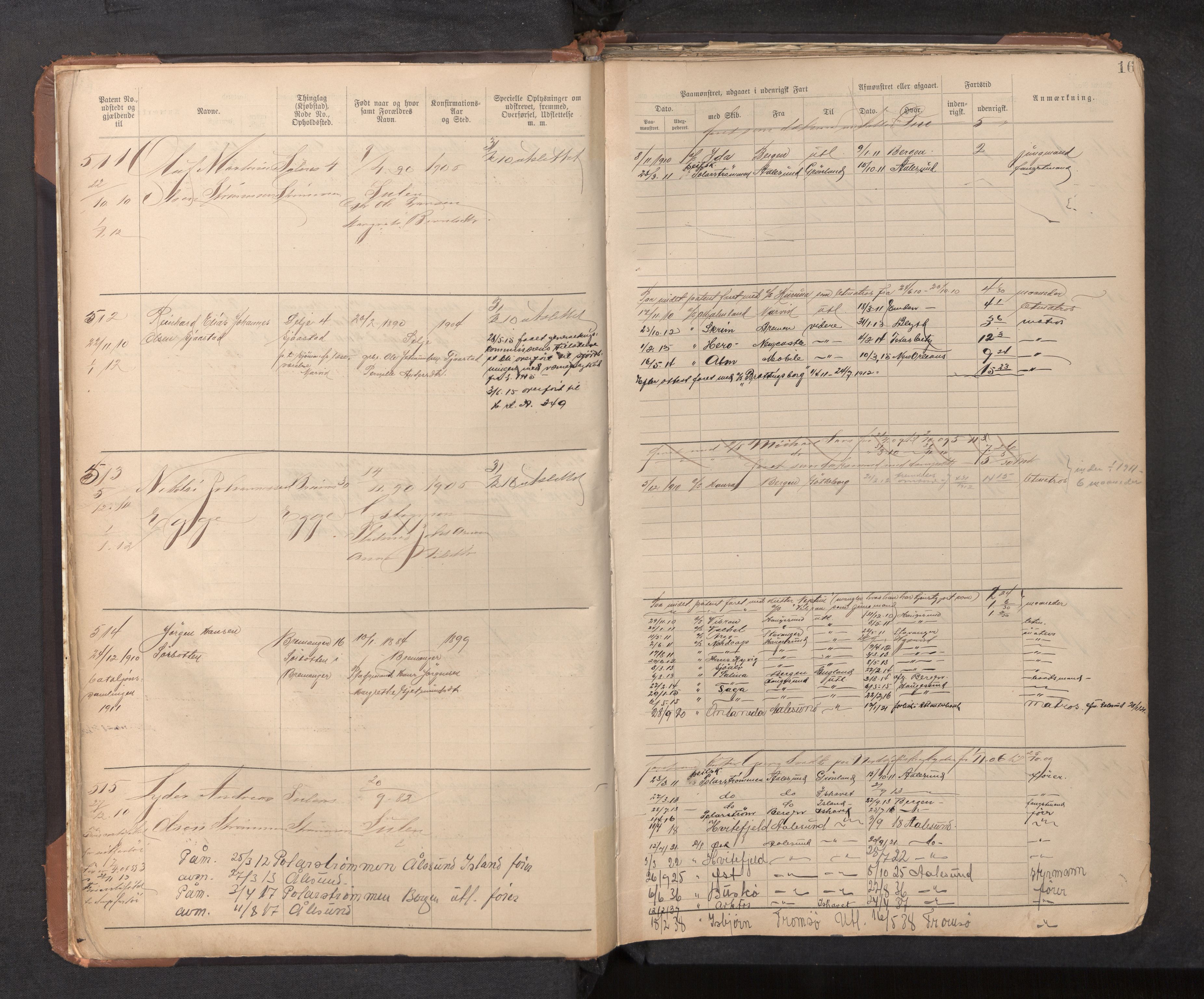 Innrulleringssjefen i Bergen, AV/SAB-A-100050/F/Ff/L0002: Sjøfarts-annotasjonsrulle, nr. 436 - 2528, 1908-1938