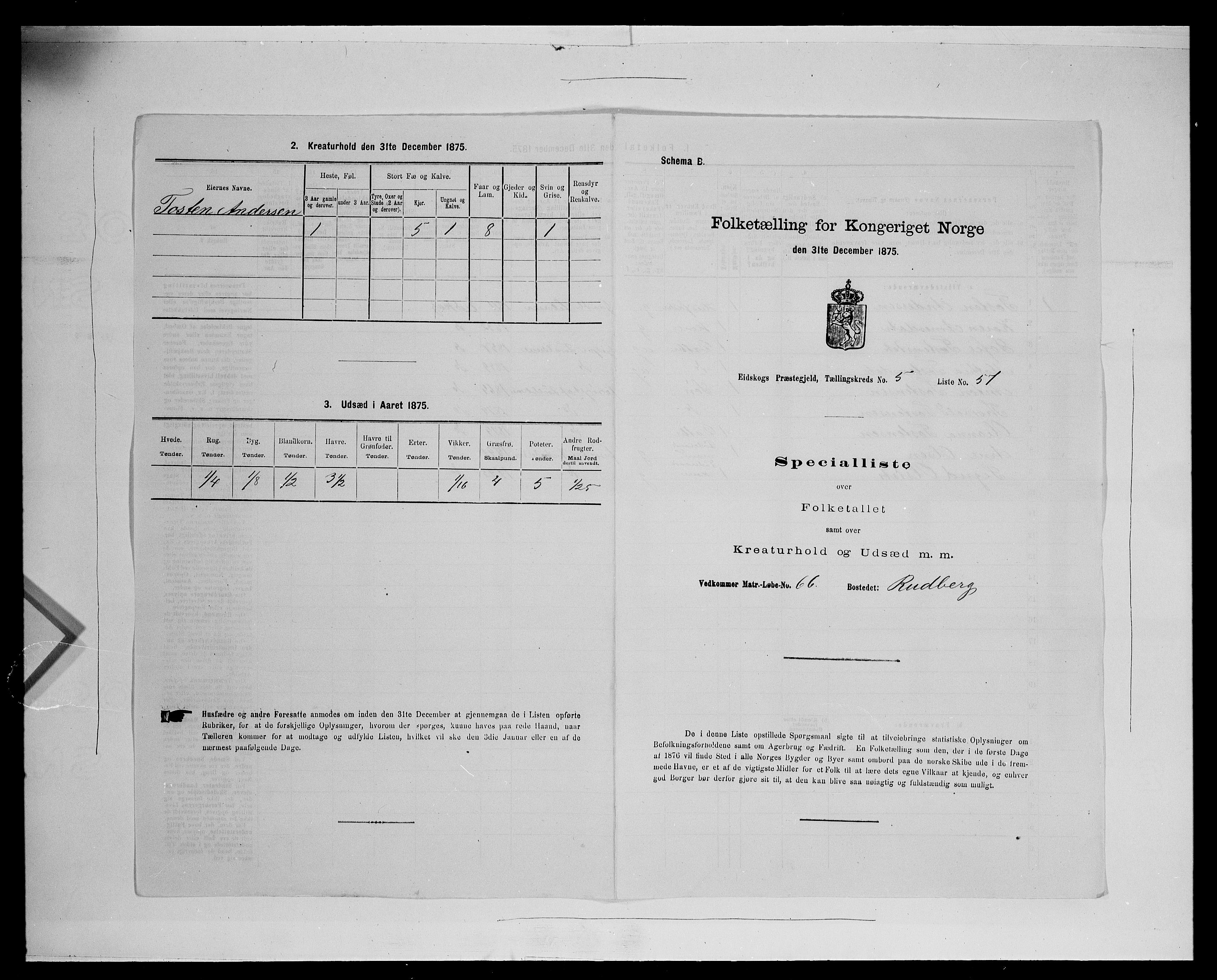 SAH, Folketelling 1875 for 0420P Eidskog prestegjeld, 1875, s. 953