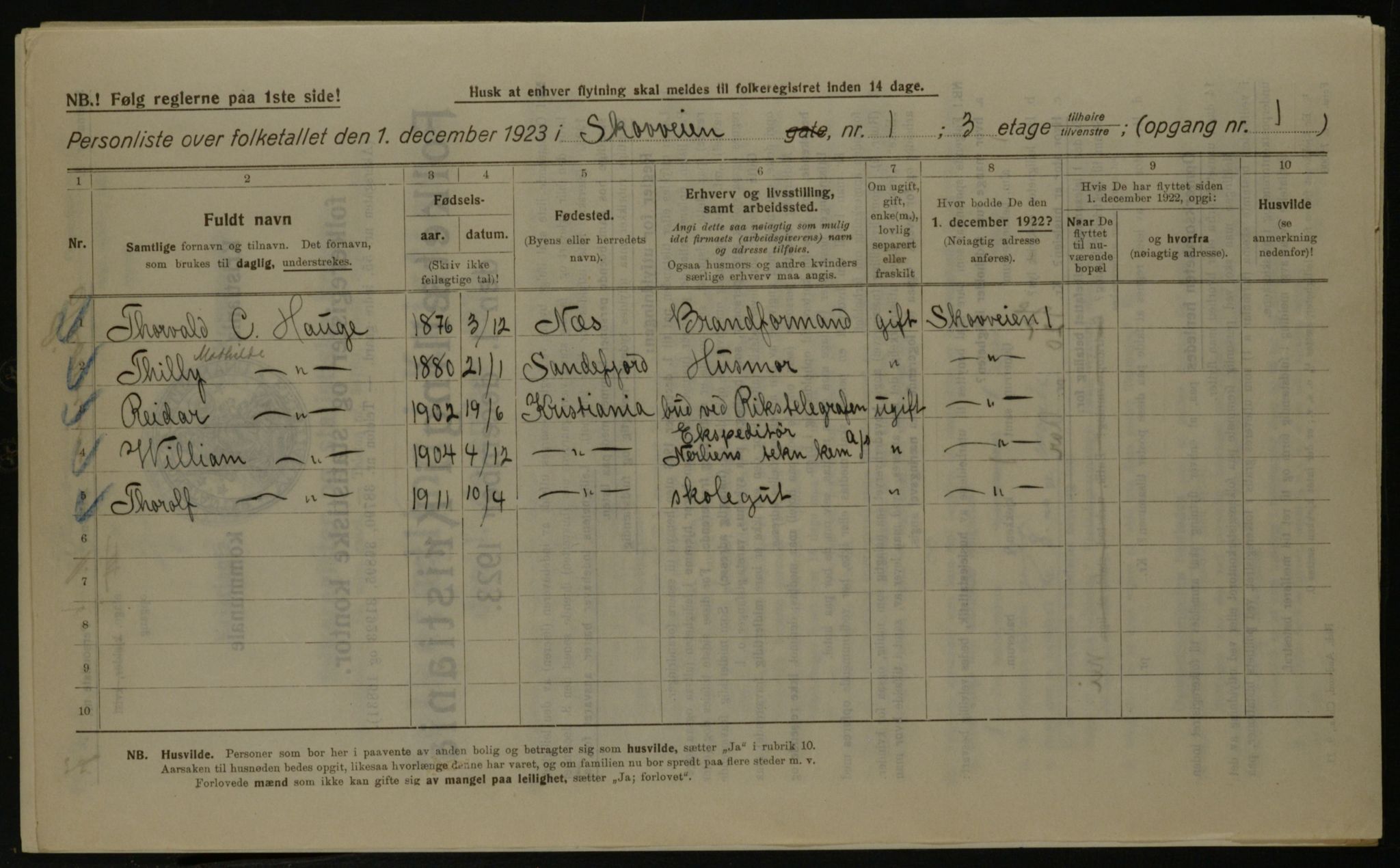 OBA, Kommunal folketelling 1.12.1923 for Kristiania, 1923, s. 106467