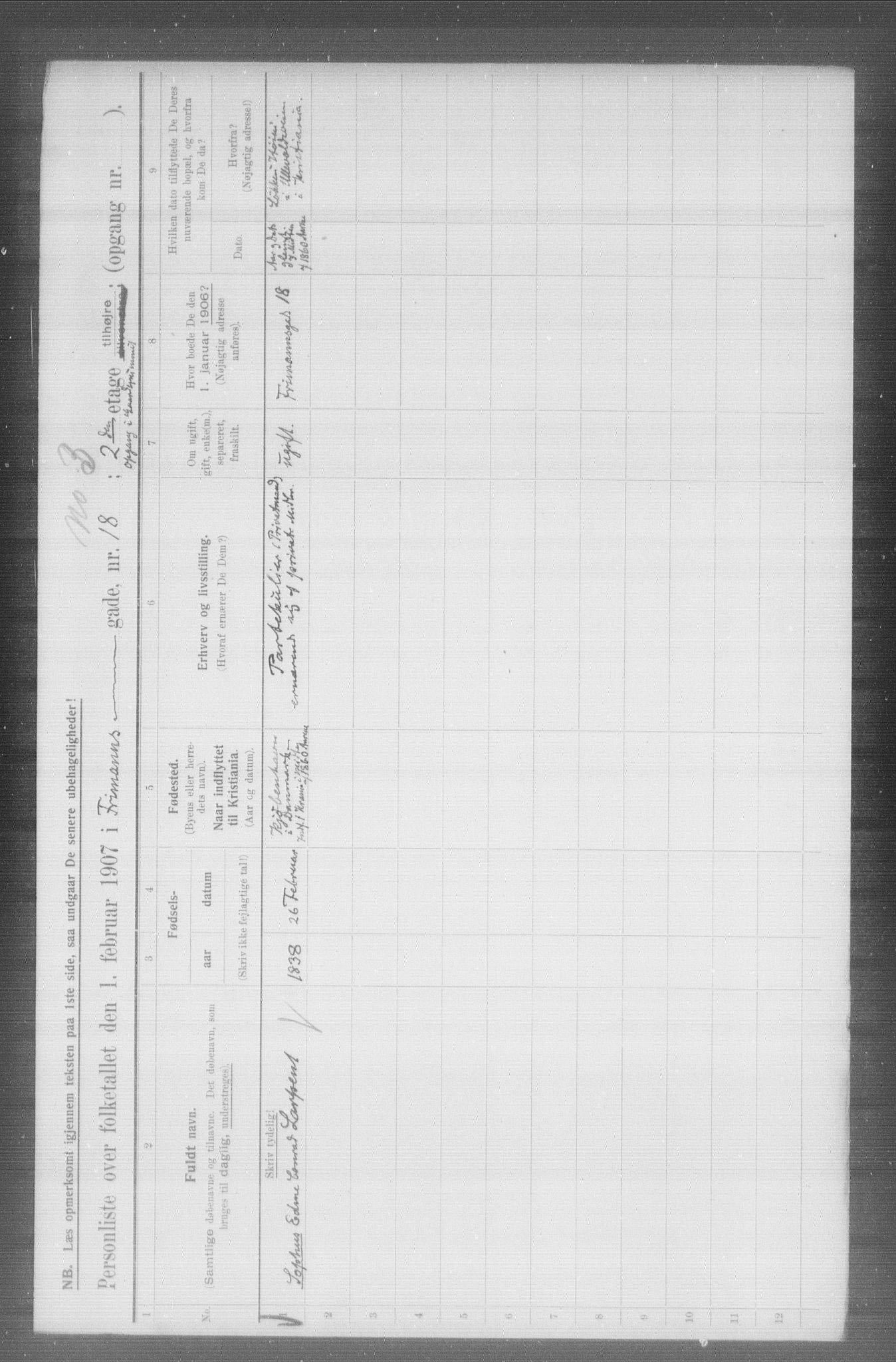 OBA, Kommunal folketelling 1.2.1907 for Kristiania kjøpstad, 1907, s. 13660