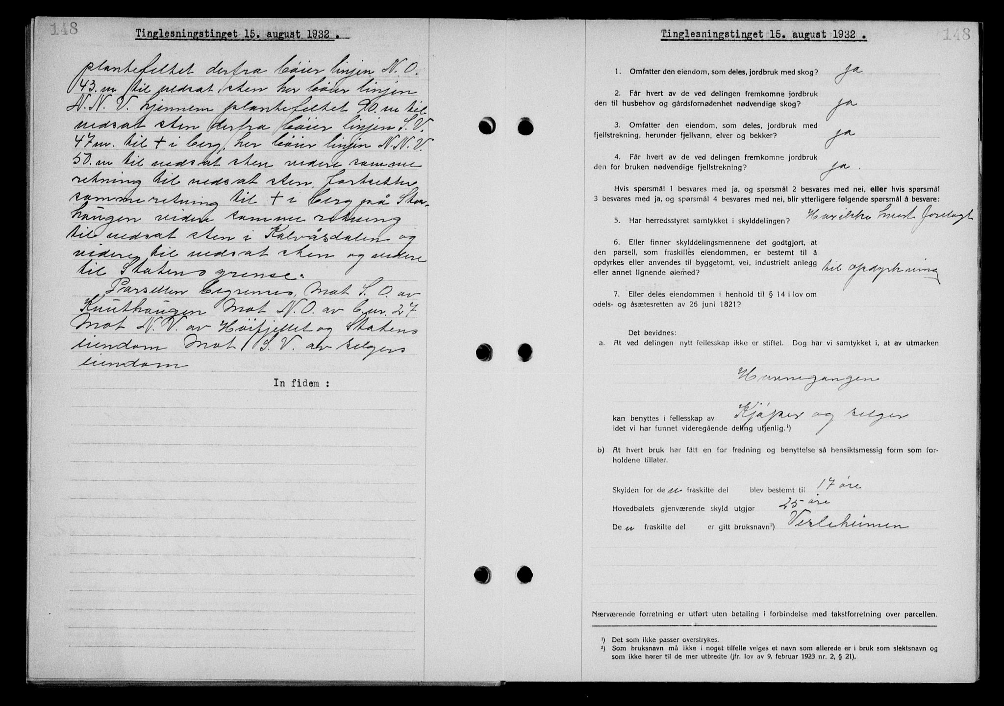 Steigen og Ofoten sorenskriveri, AV/SAT-A-0030/1/2/2C/L0020/0002: Pantebok nr. 23 og 25-I, 1932-1932, Tingl.dato: 15.08.1932