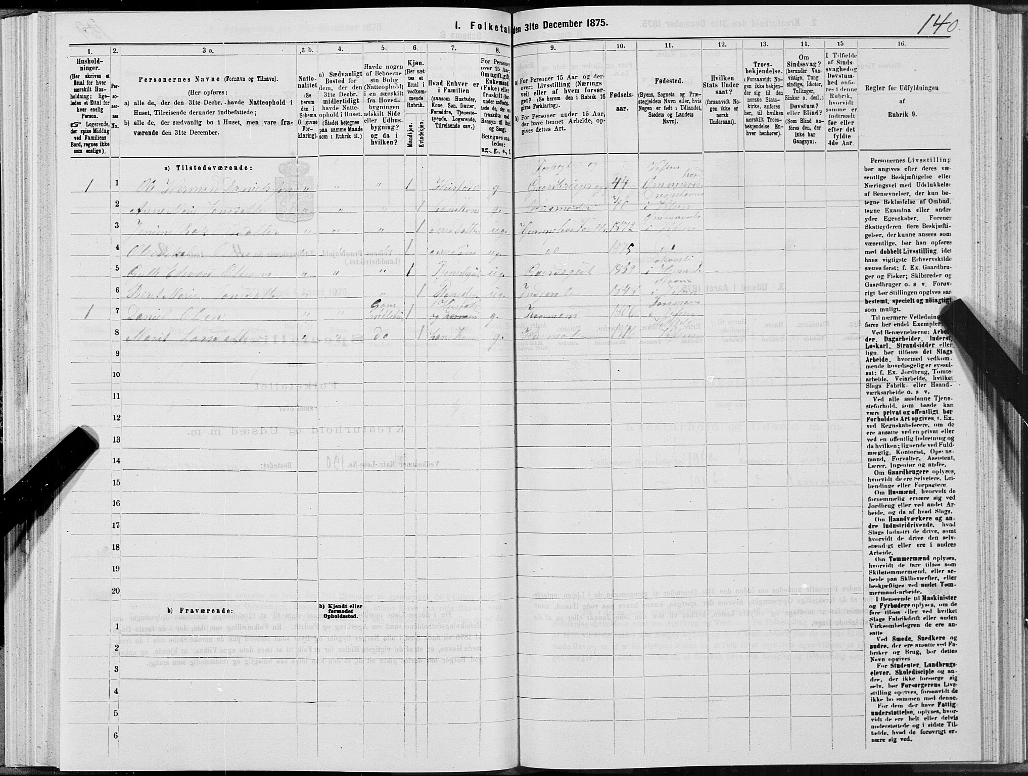 SAT, Folketelling 1875 for 1824L Vefsn prestegjeld, Vefsn sokn, 1875, s. 3140