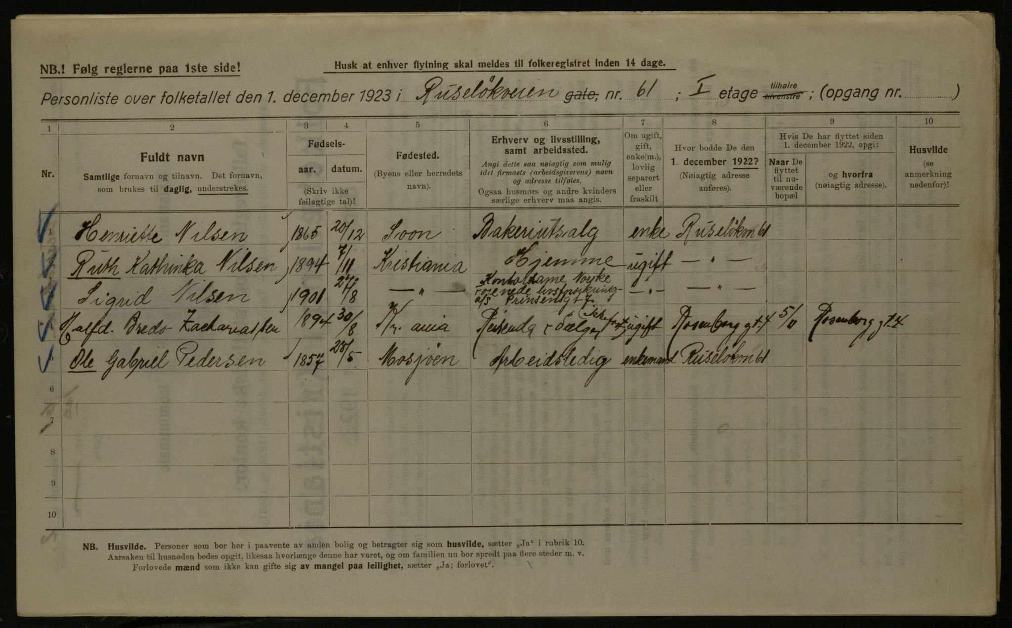 OBA, Kommunal folketelling 1.12.1923 for Kristiania, 1923, s. 94455