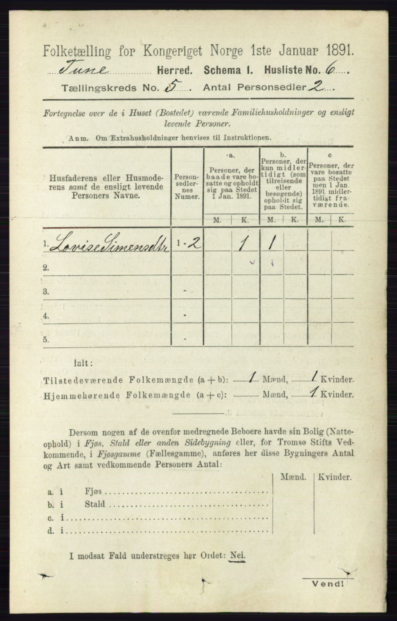 RA, Folketelling 1891 for 0130 Tune herred, 1891, s. 3163