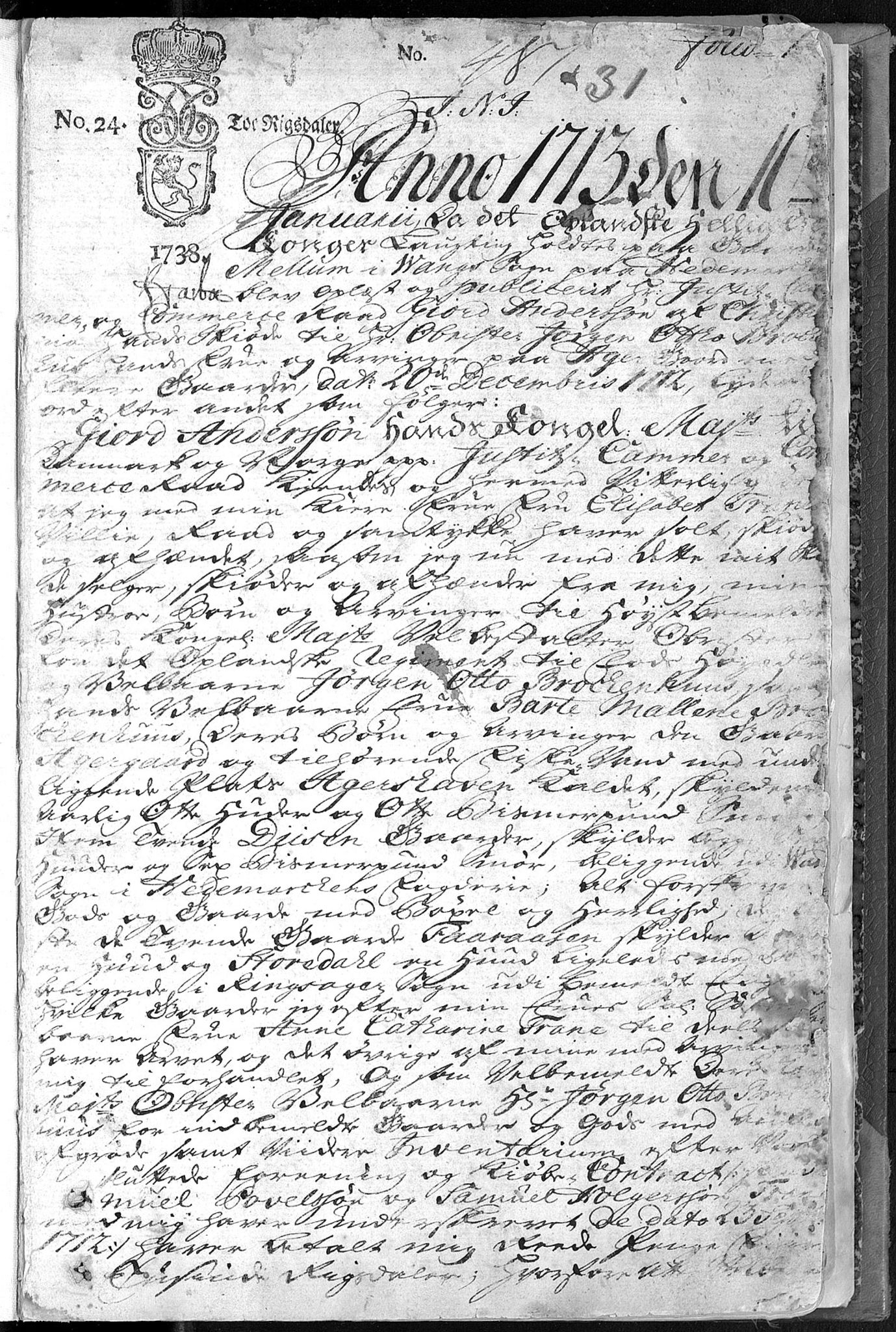 Oplandenes lagstol, SAH/LAGSTOL-001/H/Hb/L0001: Pantebok nr. 1, 1713-1797, s. 1a