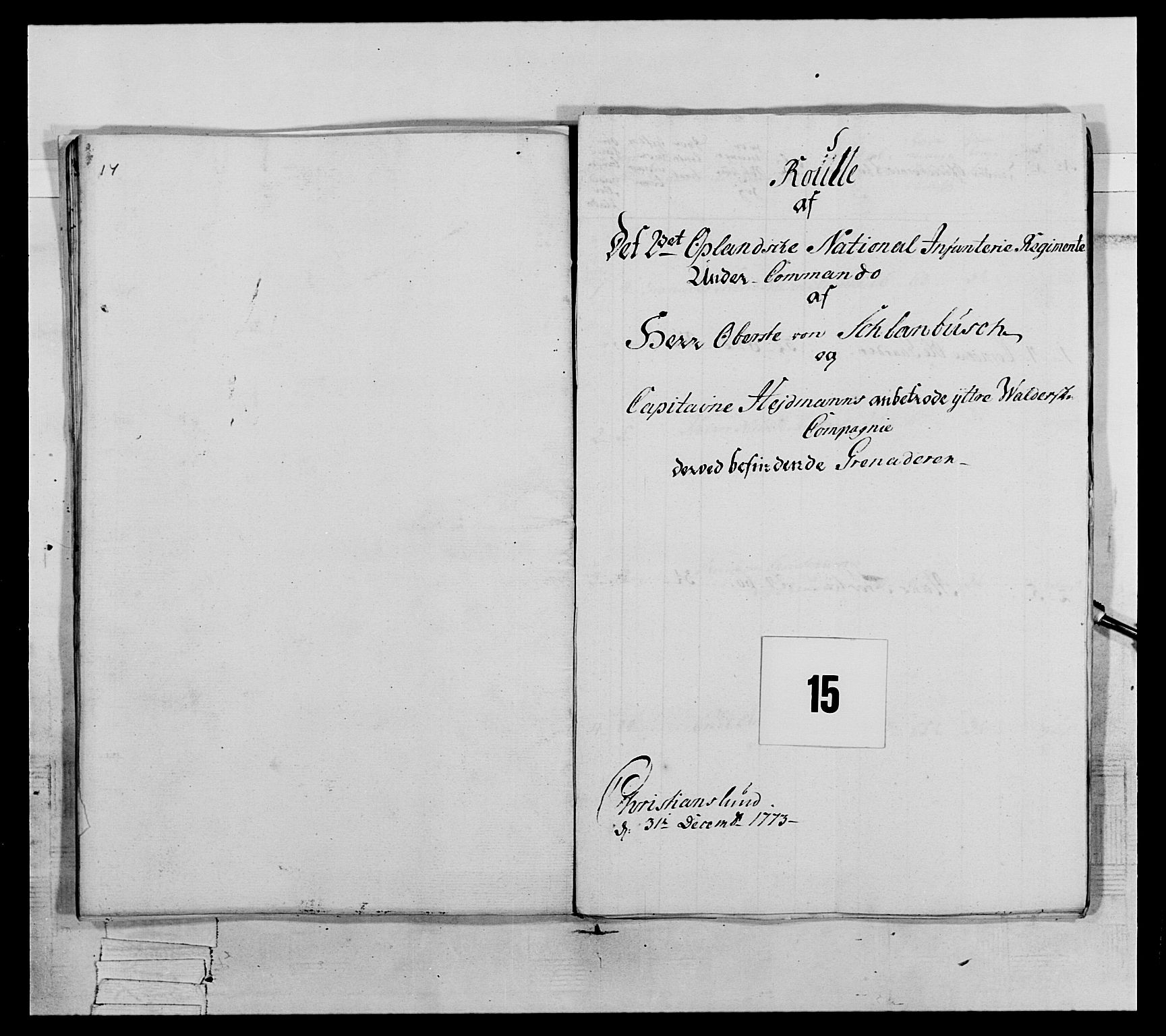 Generalitets- og kommissariatskollegiet, Det kongelige norske kommissariatskollegium, RA/EA-5420/E/Eh/L0063: 2. Opplandske nasjonale infanteriregiment, 1773, s. 244