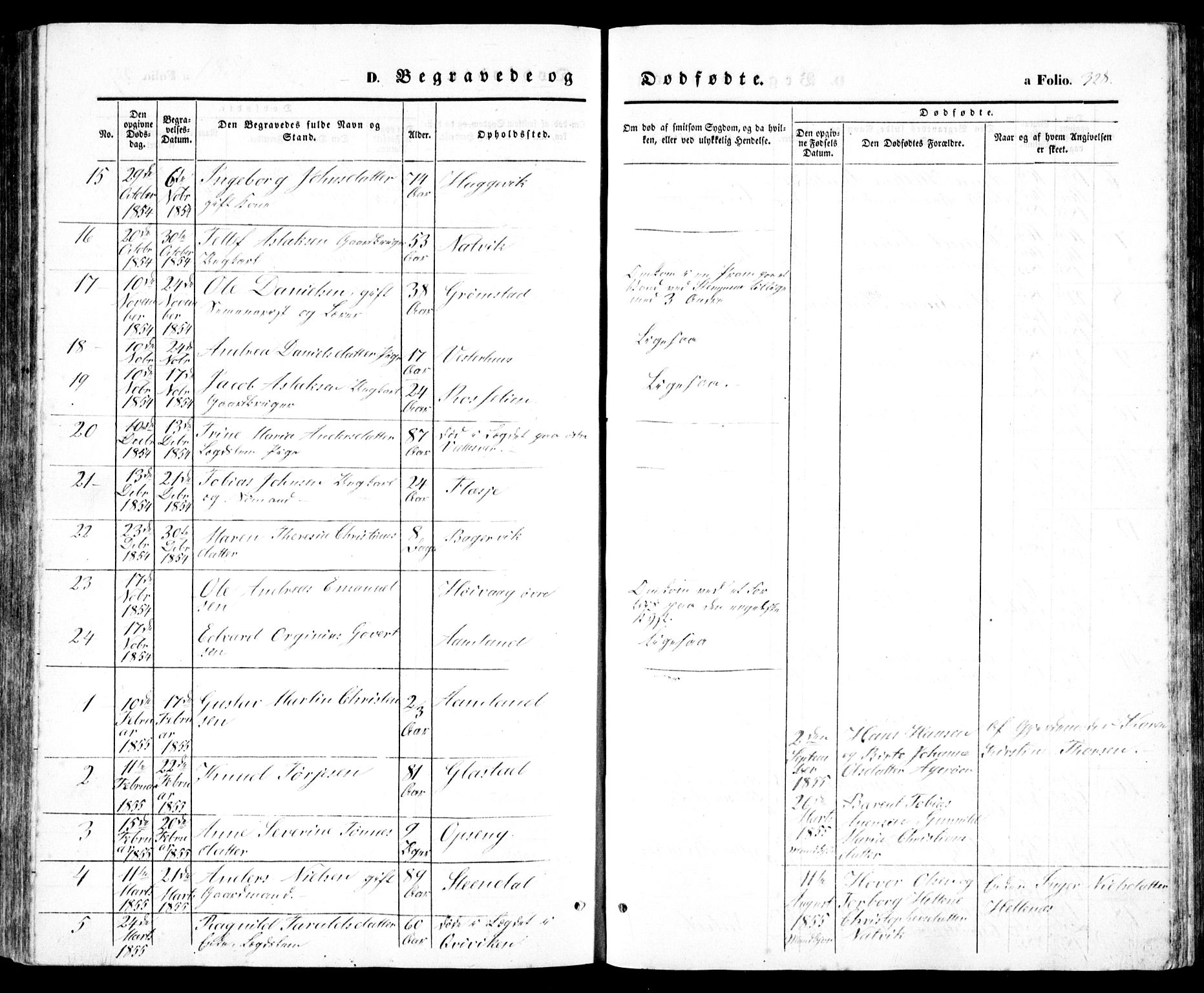Høvåg sokneprestkontor, SAK/1111-0025/F/Fb/L0002: Klokkerbok nr. B 2, 1847-1869, s. 328