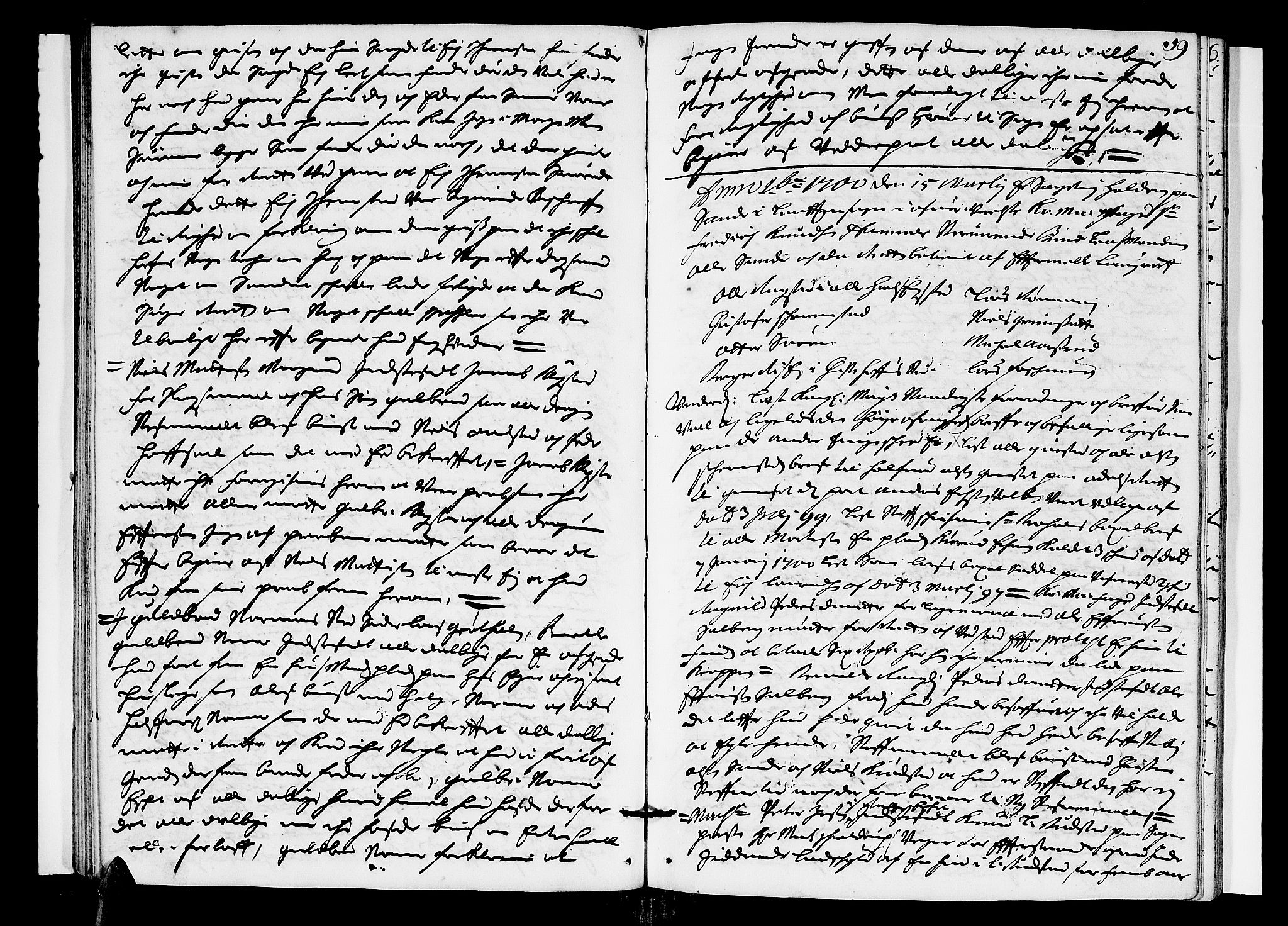 Hedemarken sorenskriveri, SAH/TING-034/G/Gb/L0027: Tingbok, 1699-1700, s. 58b-59a