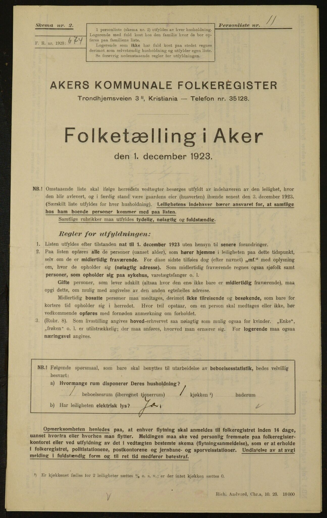 , Kommunal folketelling 1.12.1923 for Aker, 1923, s. 4104