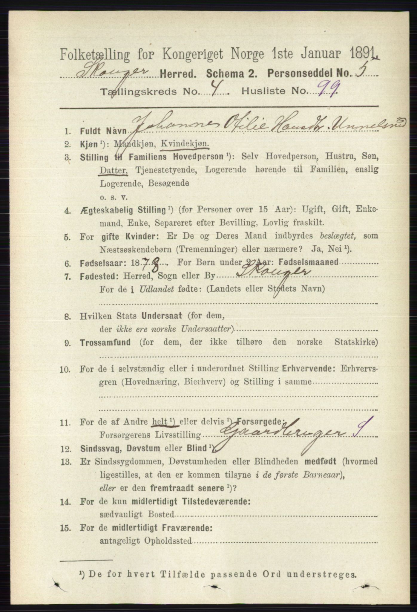 RA, Folketelling 1891 for 0712 Skoger herred, 1891, s. 2956