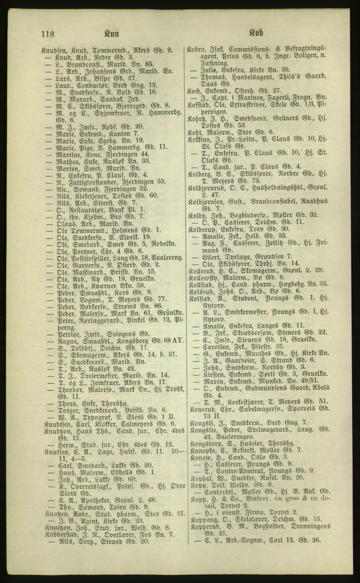 Kristiania/Oslo adressebok, PUBL/-, 1881, s. 118