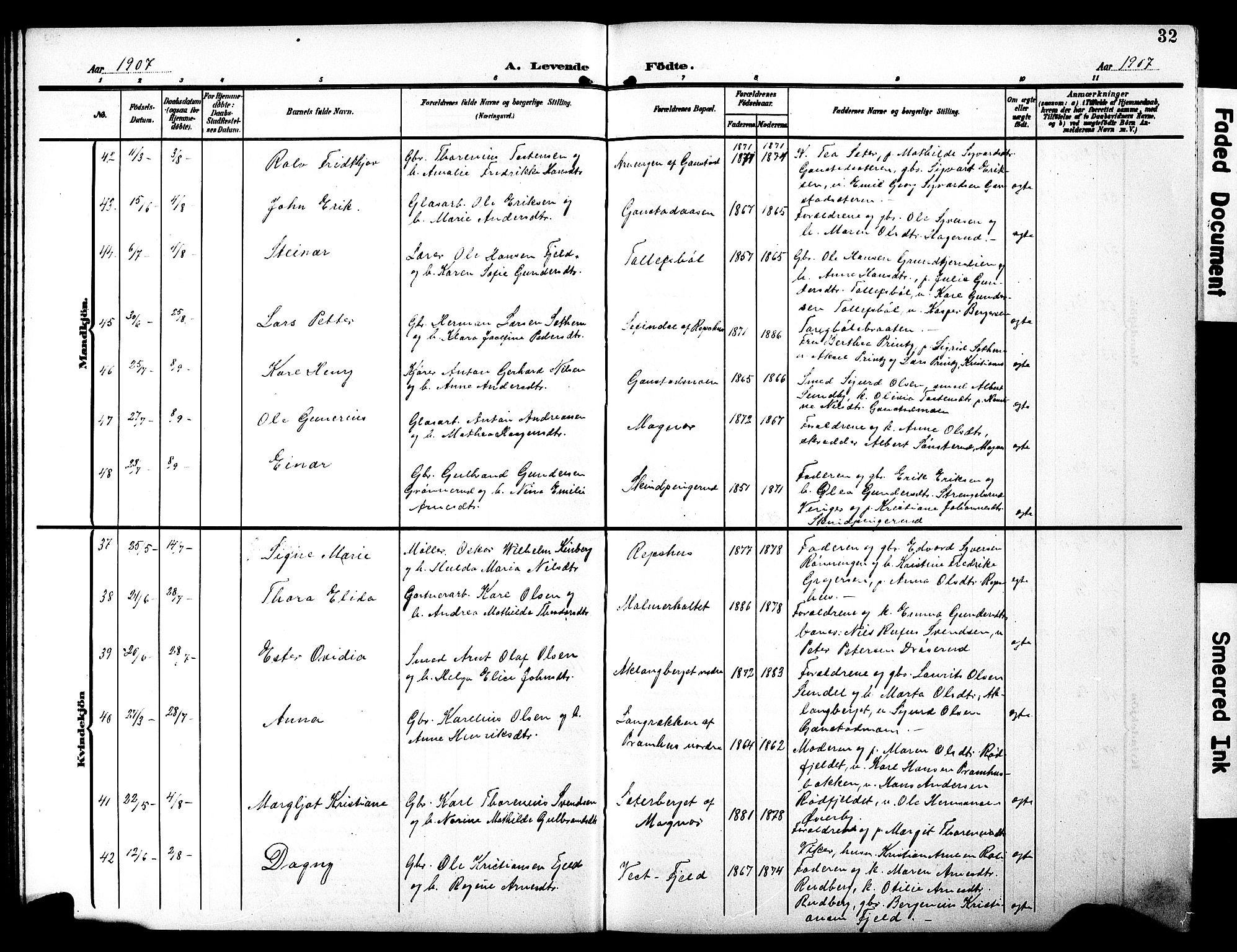 Eidskog prestekontor, AV/SAH-PREST-026/H/Ha/Hab/L0003: Klokkerbok nr. 3, 1904-1919, s. 32