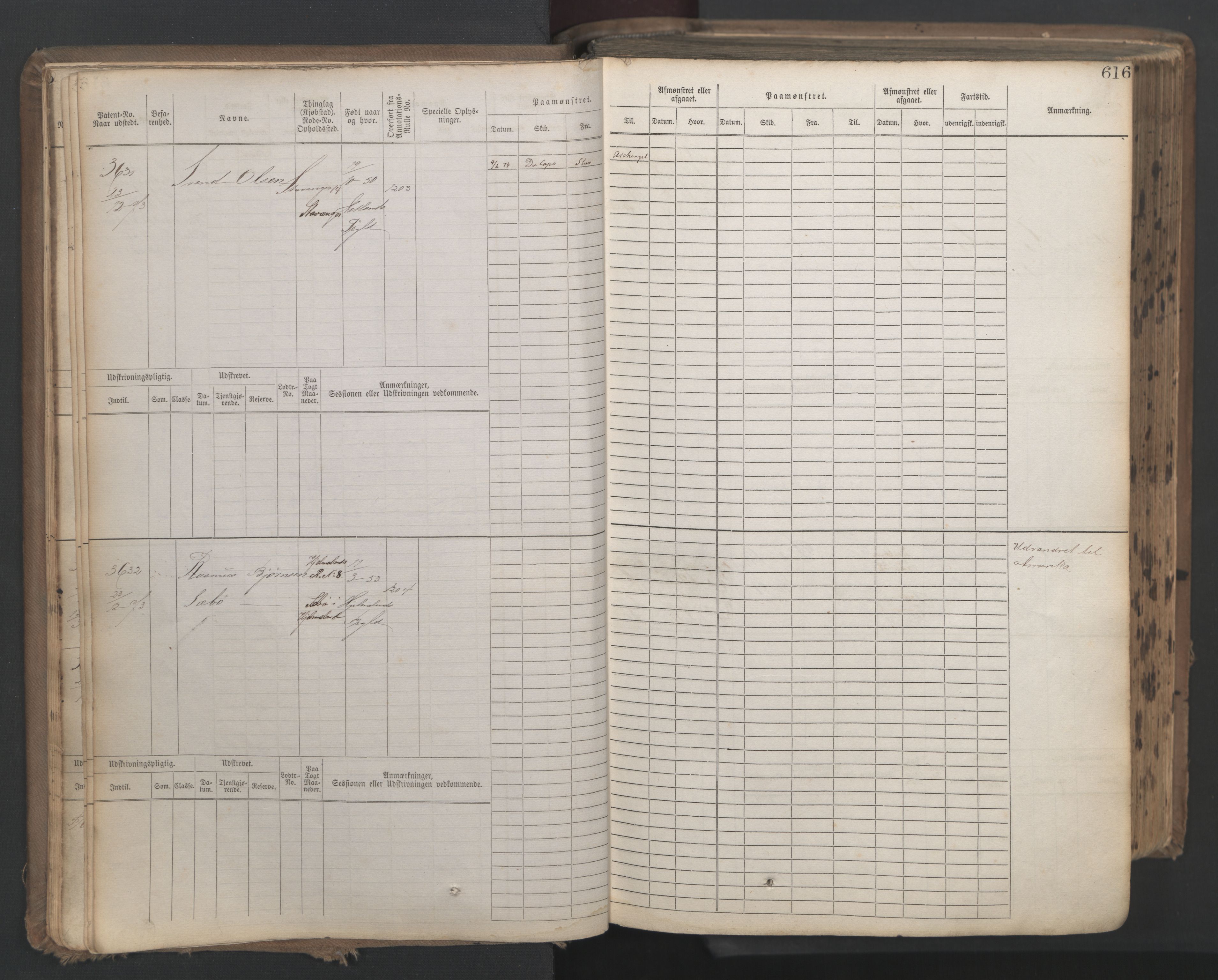 Stavanger sjømannskontor, AV/SAST-A-102006/F/Fb/Fbb/L0019: Sjøfartshovedrulle patnentnr. 3603-4803 (dublett), 1875, s. 19