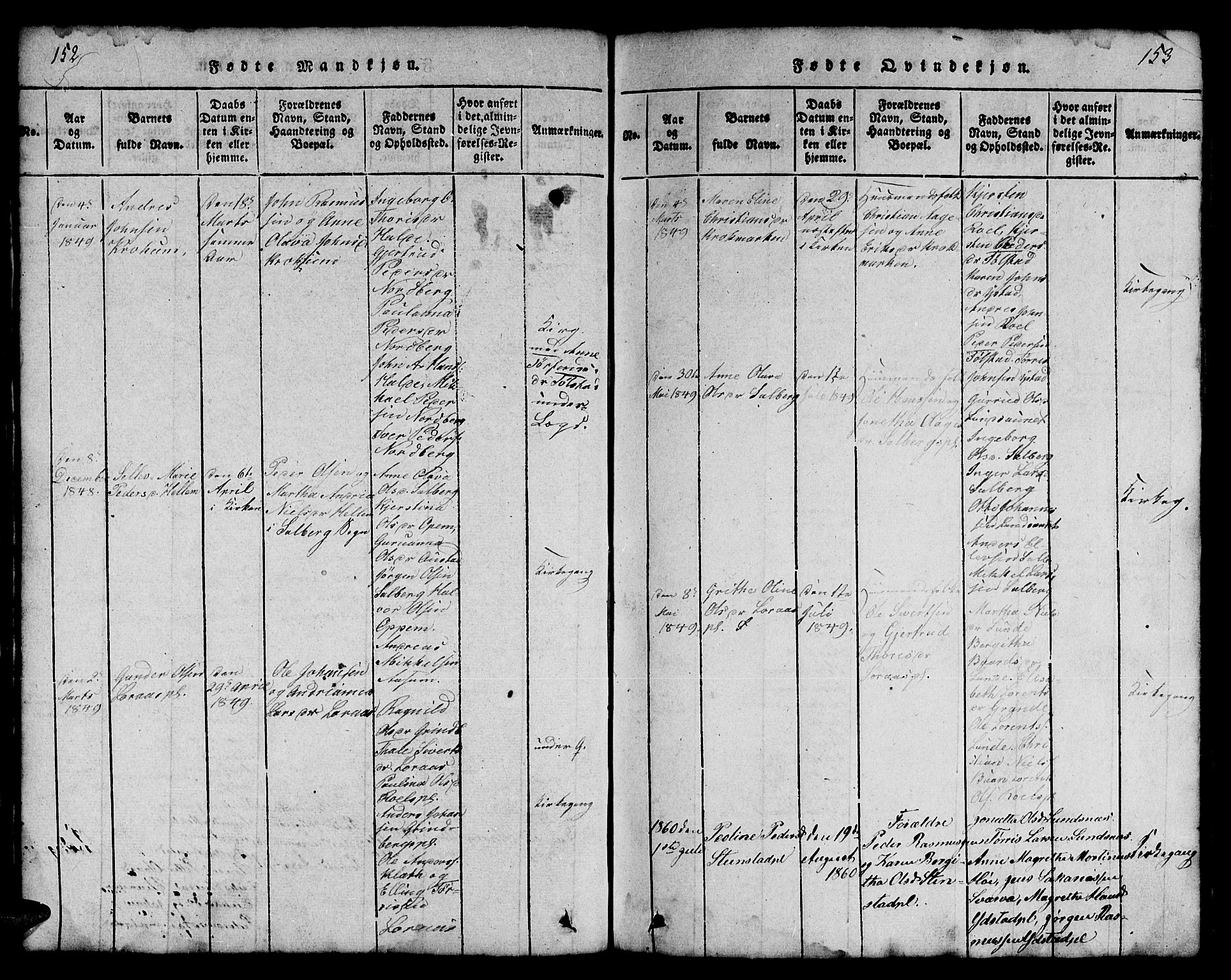 Ministerialprotokoller, klokkerbøker og fødselsregistre - Nord-Trøndelag, AV/SAT-A-1458/731/L0310: Klokkerbok nr. 731C01, 1816-1874, s. 152-153