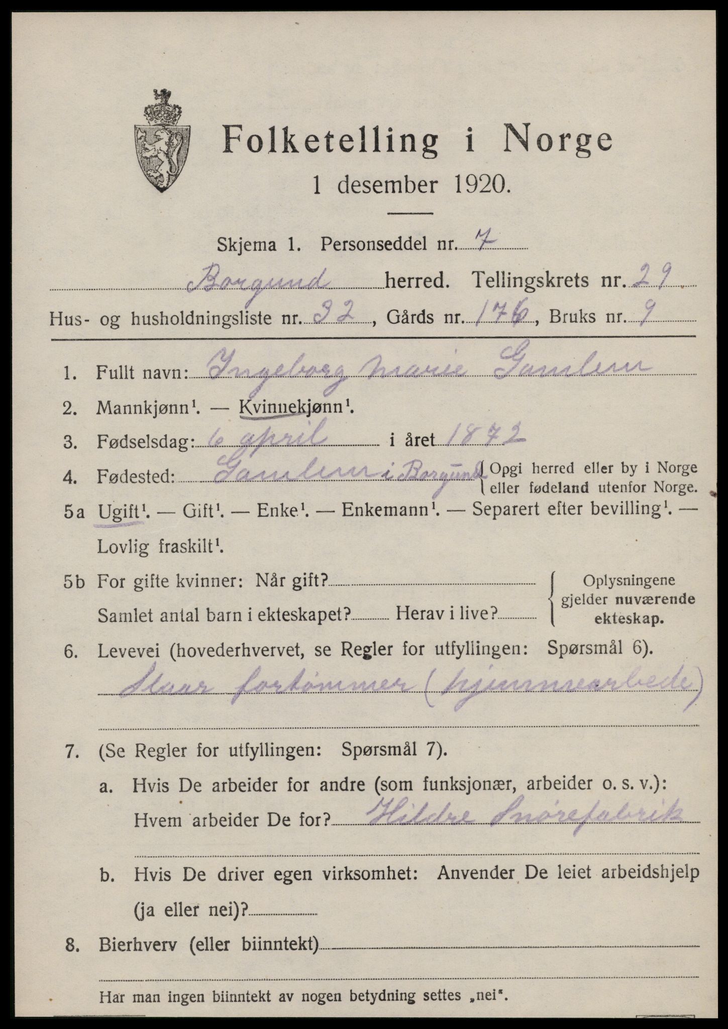 SAT, Folketelling 1920 for 1531 Borgund herred, 1920, s. 19008