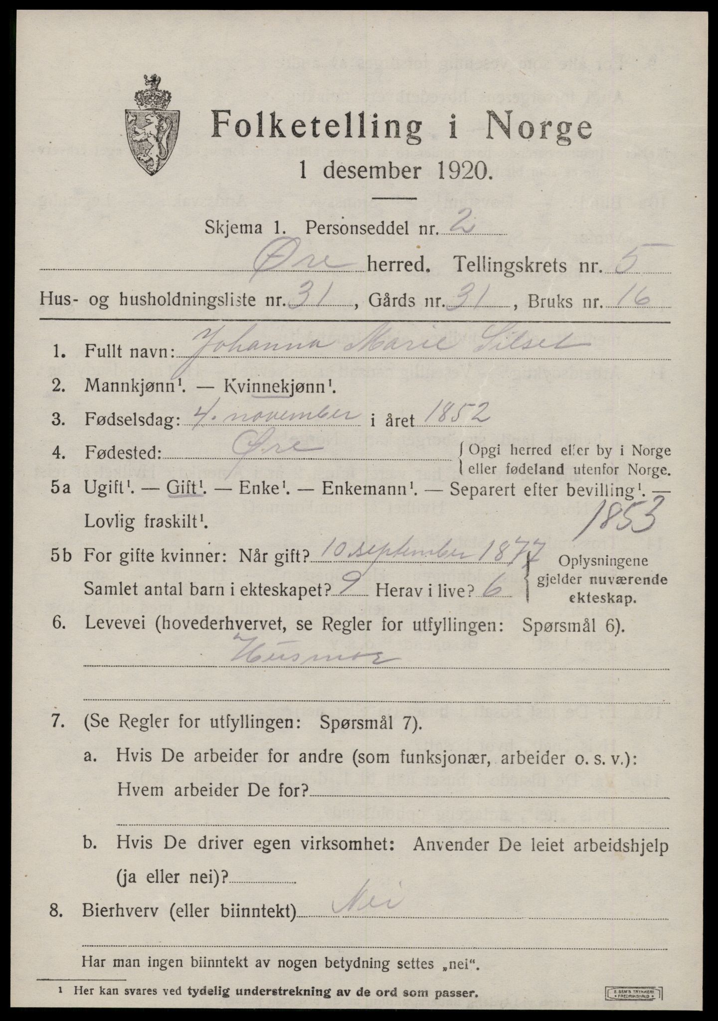 SAT, Folketelling 1920 for 1558 Øre herred, 1920, s. 3038