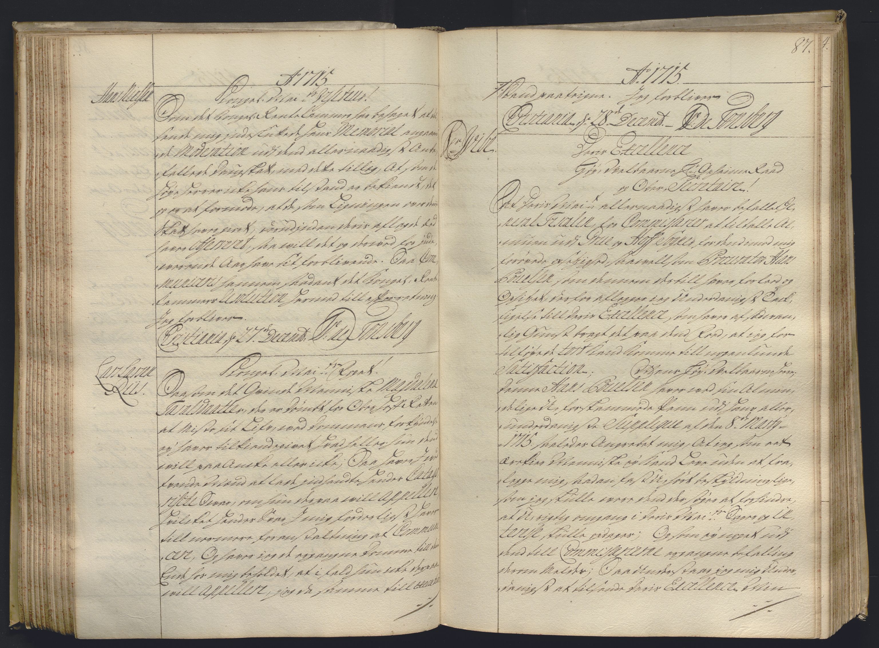 Kristiania stiftamt, AV/SAO-A-10386/B/Ba/L0004: Kopibok, 1715-1717, s. 86b-87a